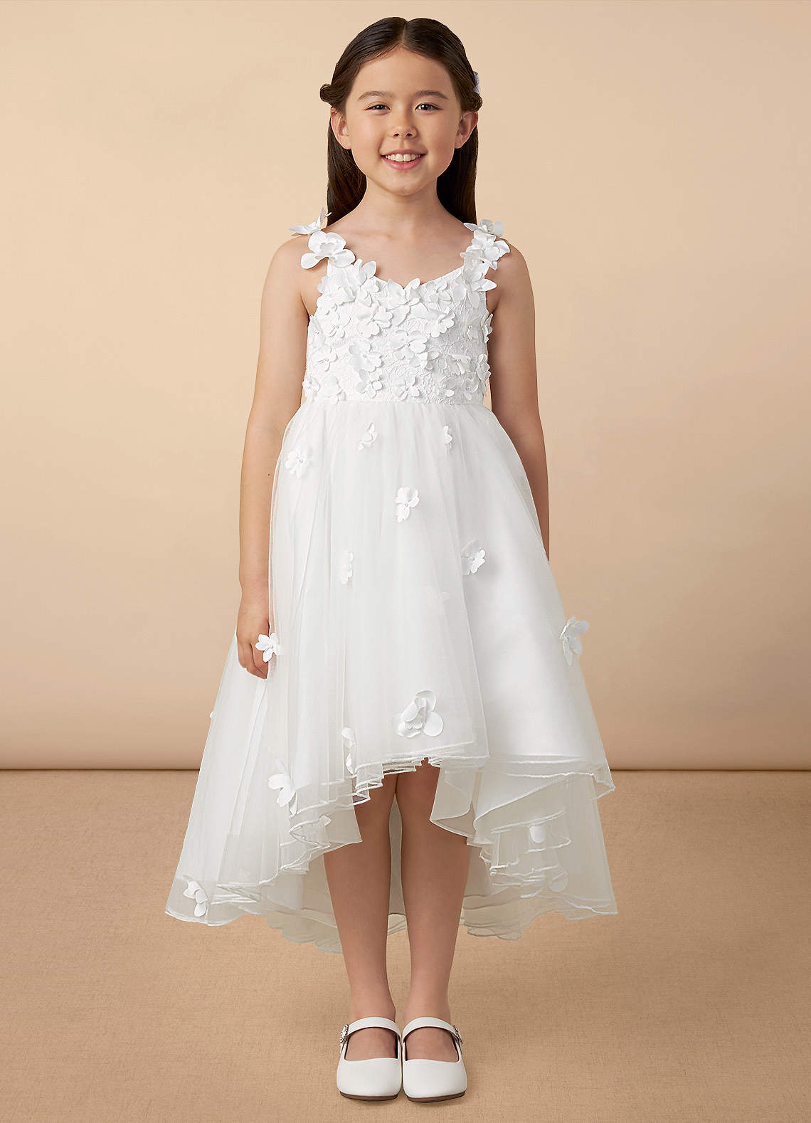 Azazie Ceres Flower Girl Dresses Ivory Ball-Gown Lace Tulle Dress image1
