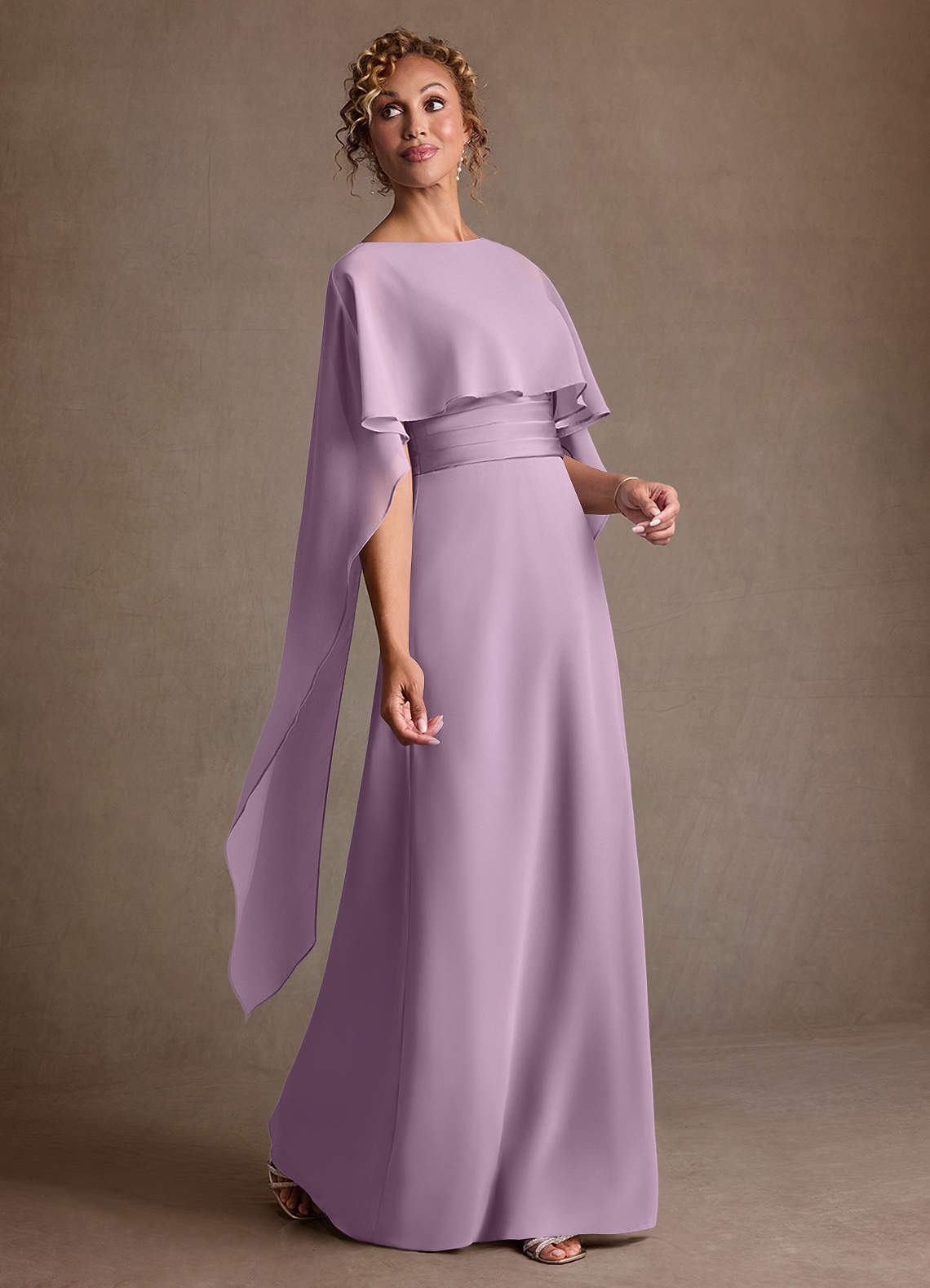 Azazie Marilla Mother of the Bride Dresses Wisteria A-Line Pleated Chiffon Dress image1