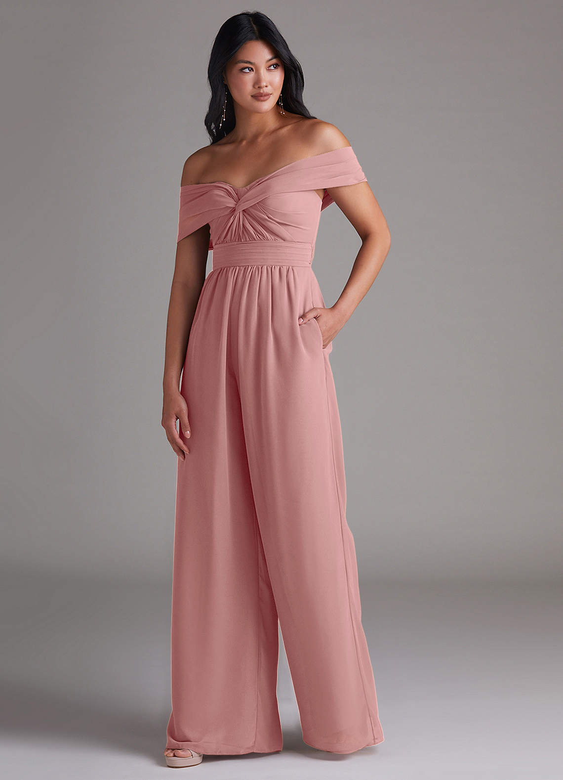 Azazie Lamara Dusty Rose Chiffon Bridesmaid Dresses | Azazie
