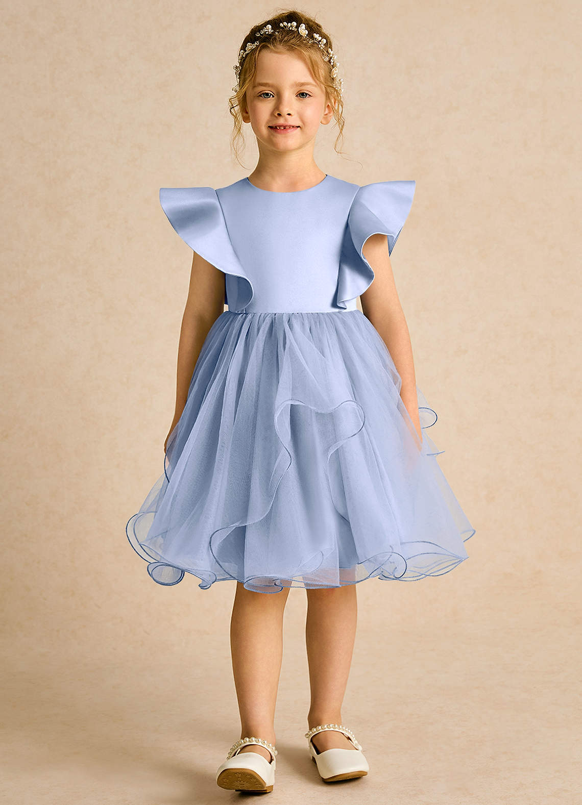 Azazie Chirp Robe Demoiselle D'honneur Fillette Robe Princesse en Tulle Eis image1