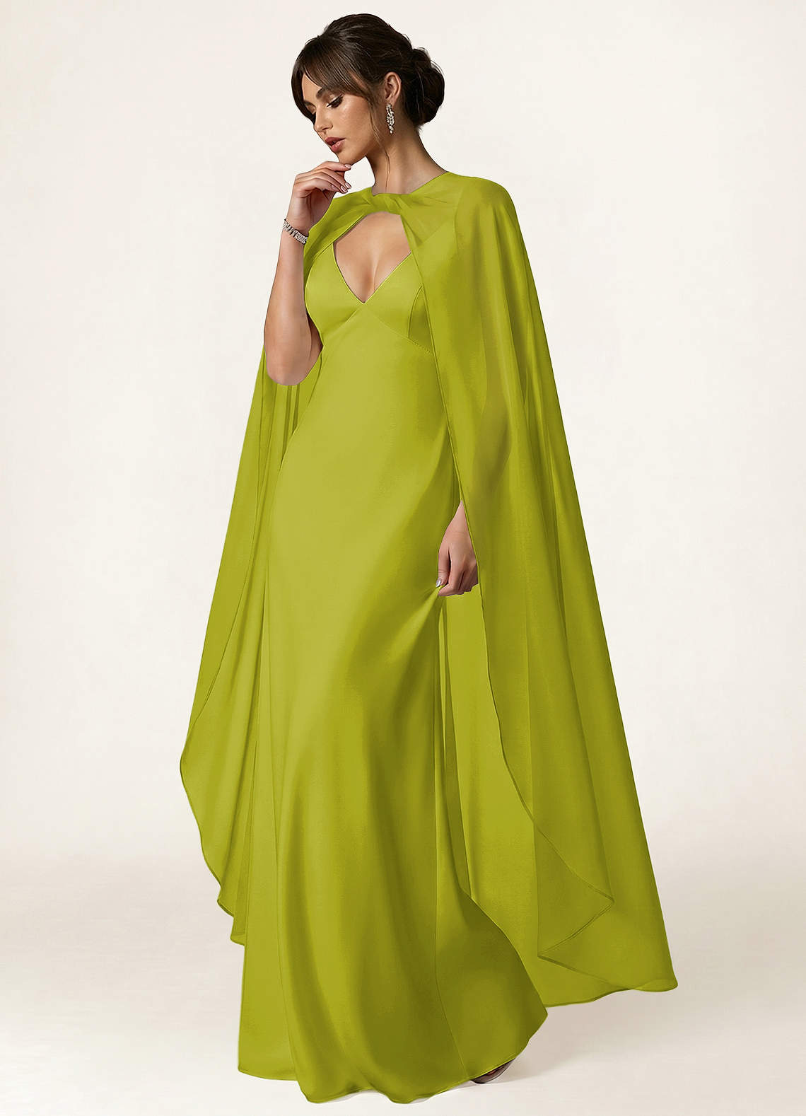 front Azazie Knot-Front Chiffon Long Cape