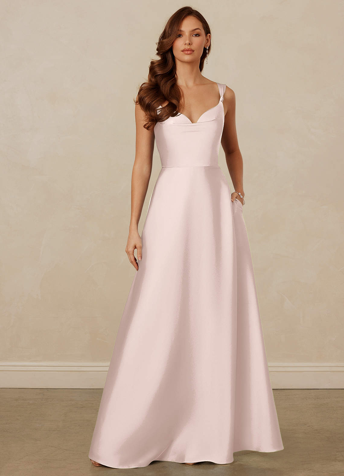 Christian Siriano Bridal for Azazie 1001 Bridesmaid Dresses Blushing Pink A-Line Sweetheart Neckline Stretch Satin Dress image1