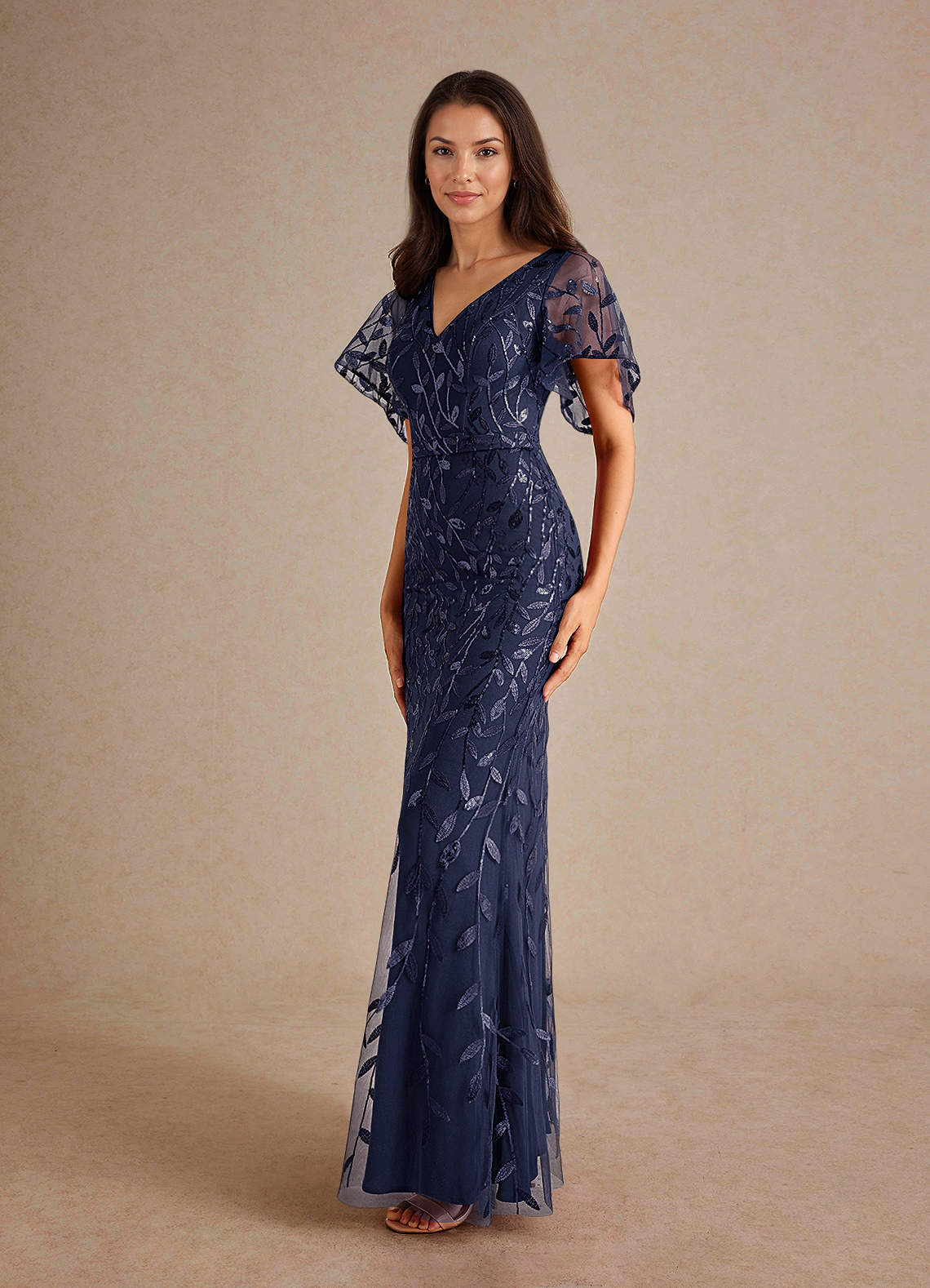 Azazie Milan Mother of the Bride Dresses Dark Navy Sheath Sequins Dress image4