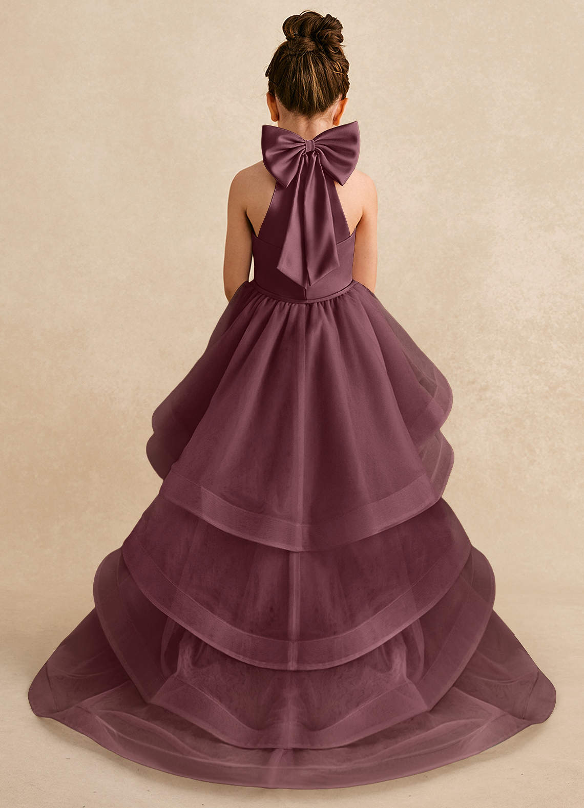 Azazie Bev Flower Girl Dresses Sangria A-Line Convertible Tulle Dress image1
