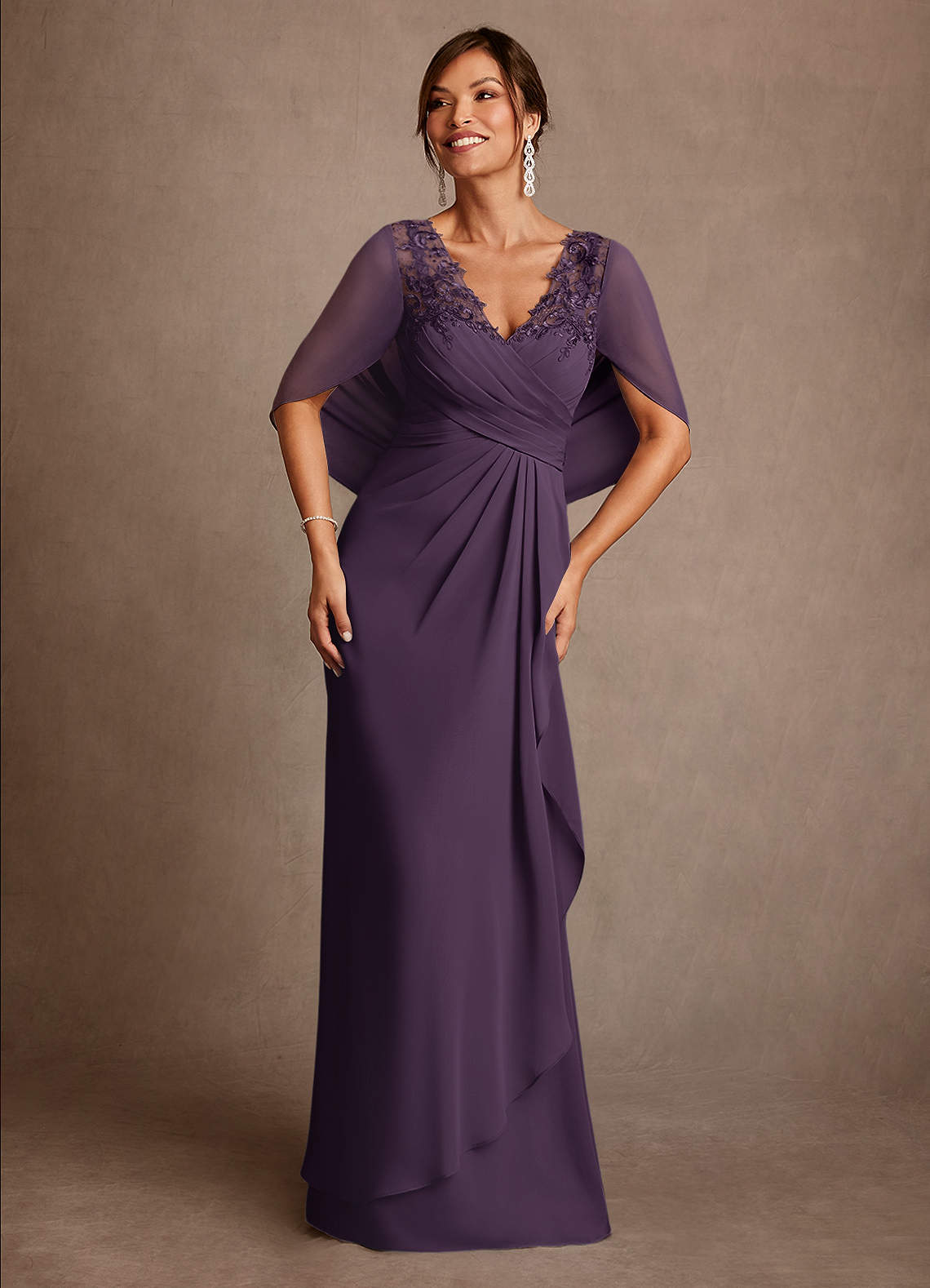 Azazie Santa Clara Mother of the Bride Dresses Plum A-Line Lace Dress image1