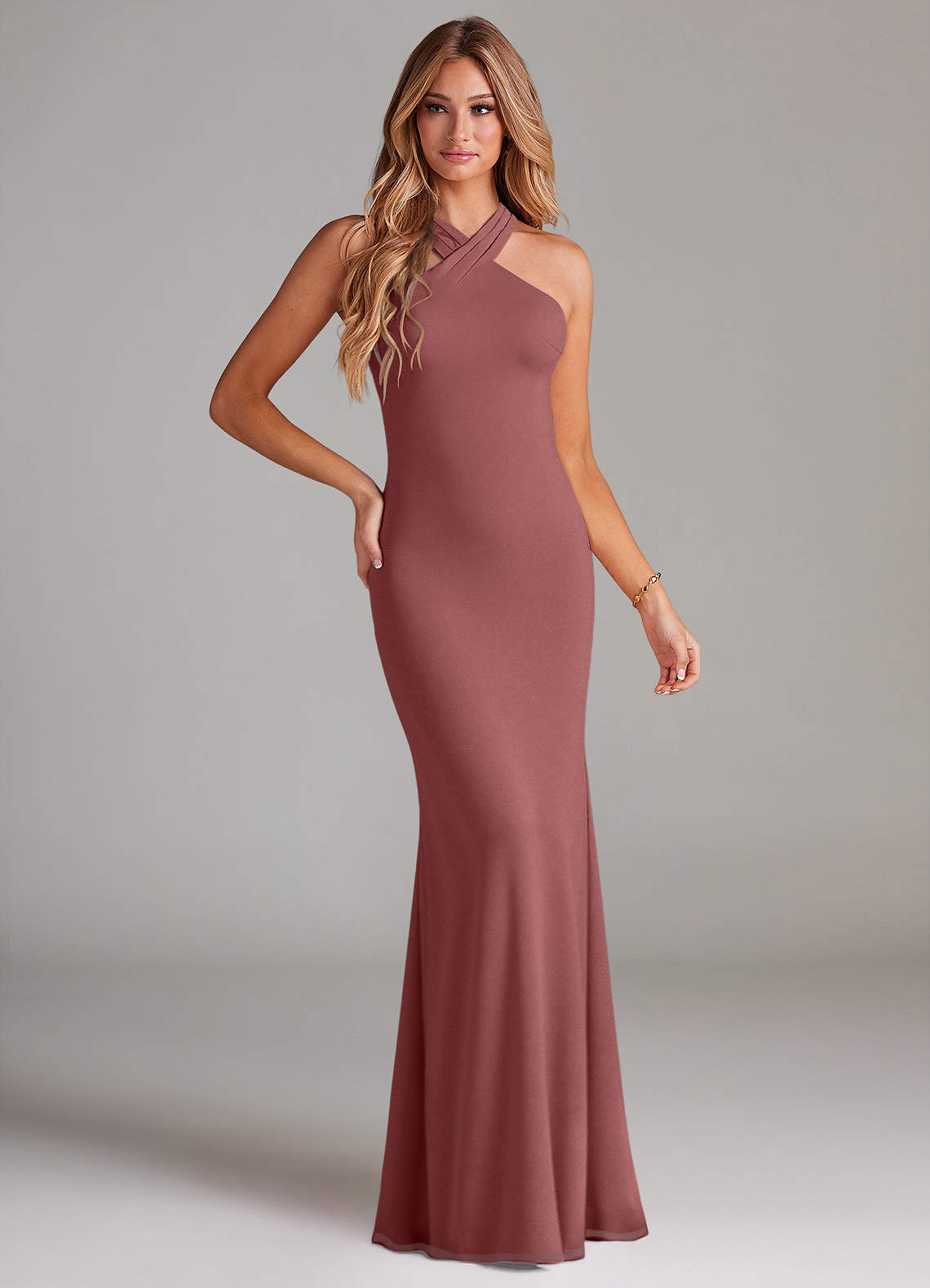 Azazie Doretta Abiti da Damigella Abito Sirena in Chiffon Plissettato Ametista image1