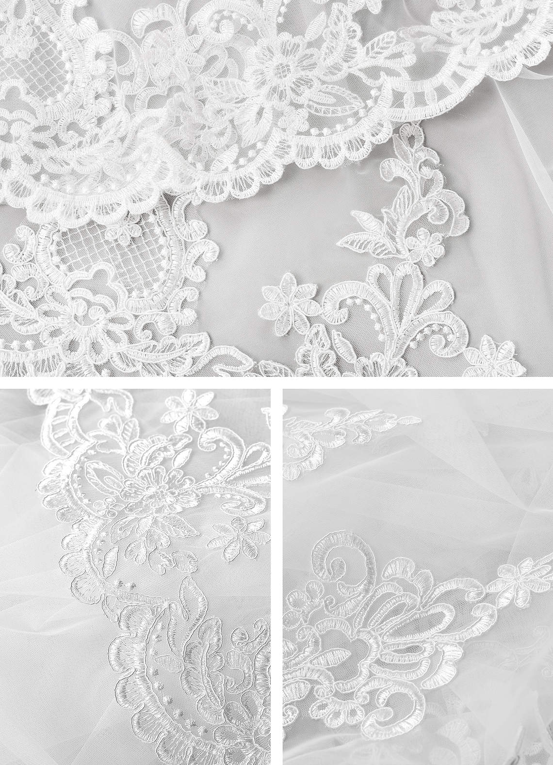 front Princess Lace Cathedral Veil With Blusher