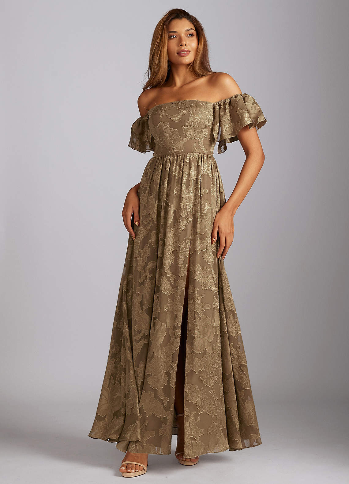 Victoria Mocha Maxi Dress | Azazie