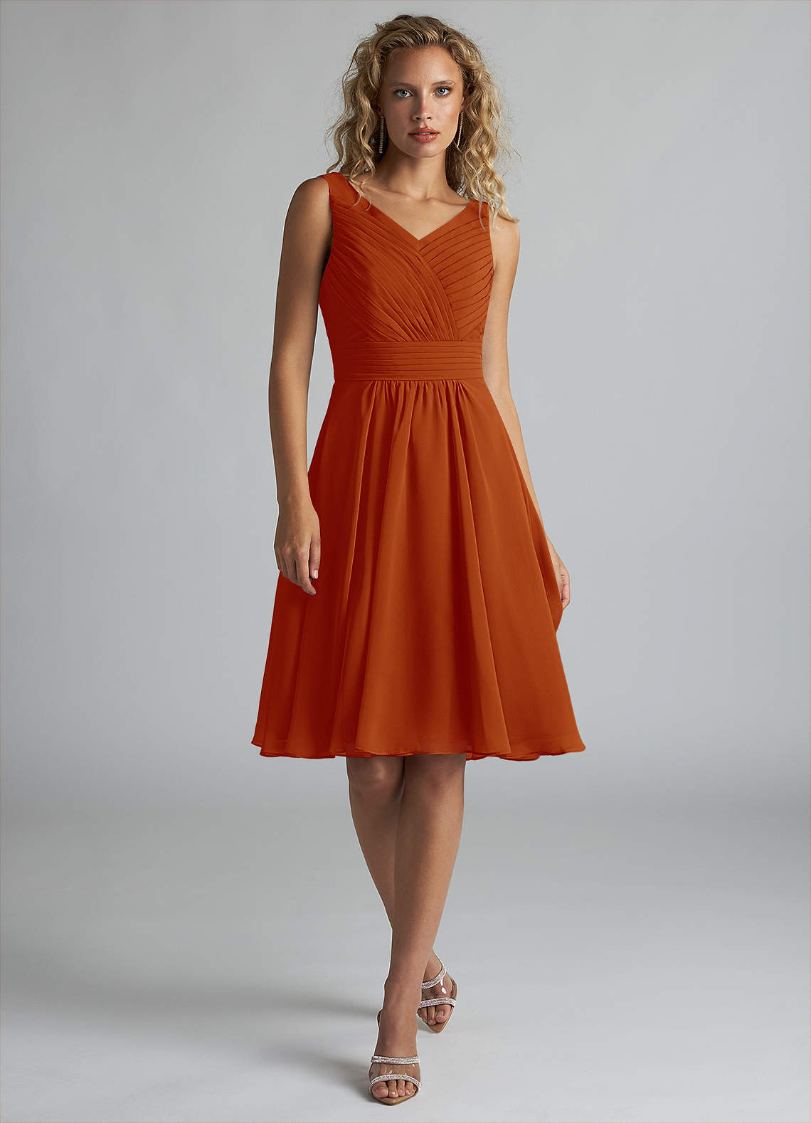 Azazie Grace Bridesmaid Dresses Paprika A-Line Pleated Chiffon Dress image1