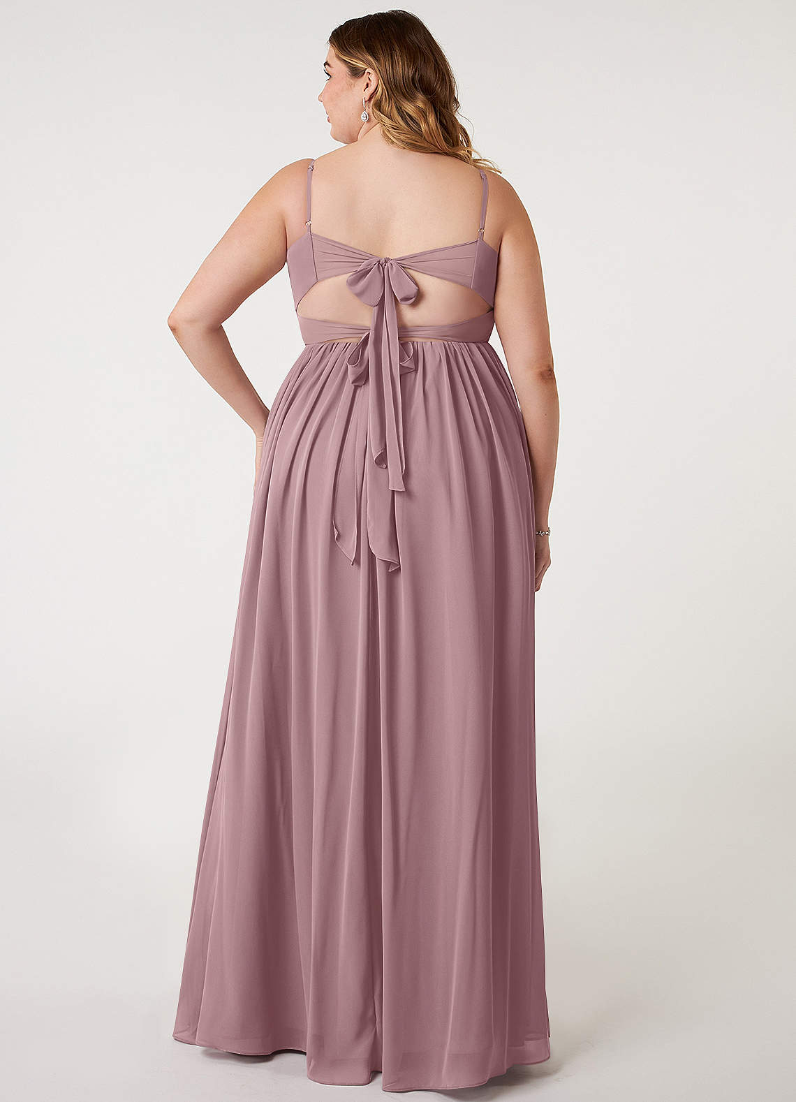 Azazie Zeya Bridesmaid Dresses Dusty Rose A-Line V-Neck Pleated Chiffon Dress image6