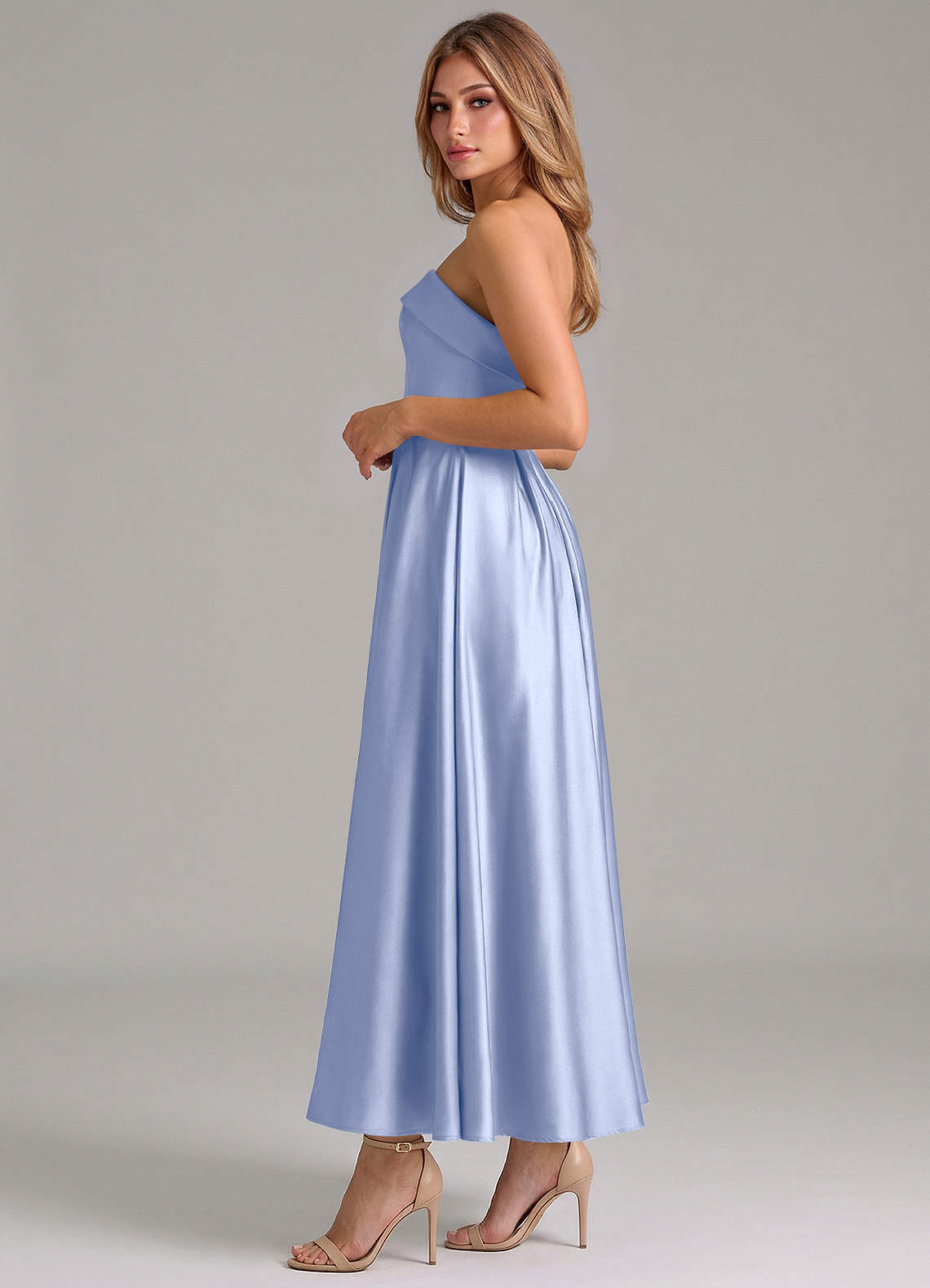 icelynn satin dress Icelynn Cream Floral Print Strapless Satin Maxi Dress