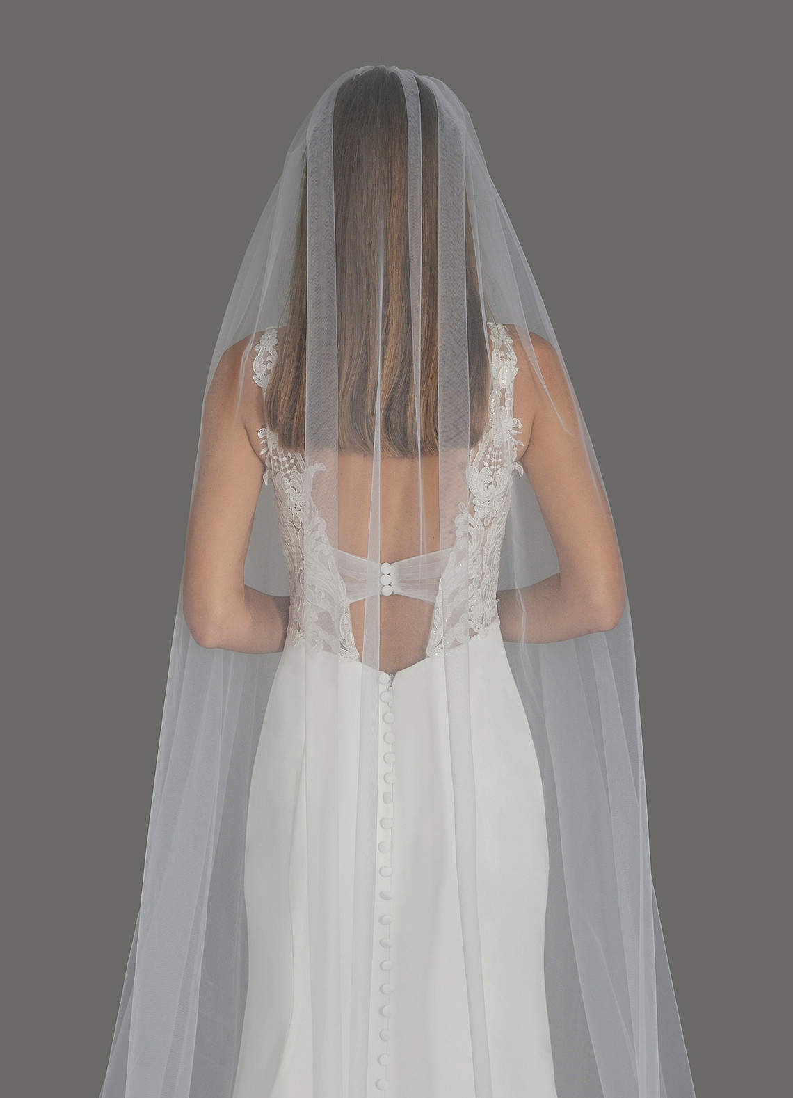 front Sheena Beads Cathedral Length Veil