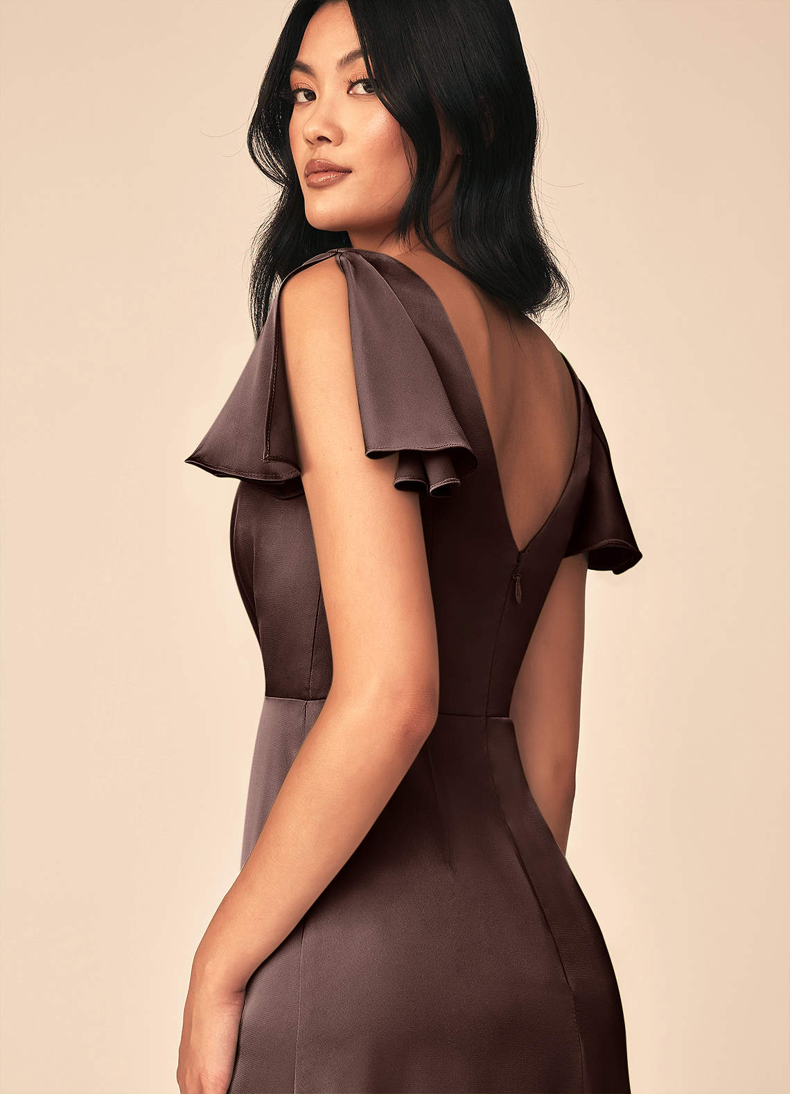 Azazie Soren Brudtärnklänningar Klä av A-Linje i Stretch Satin Plisserad Ganache image4