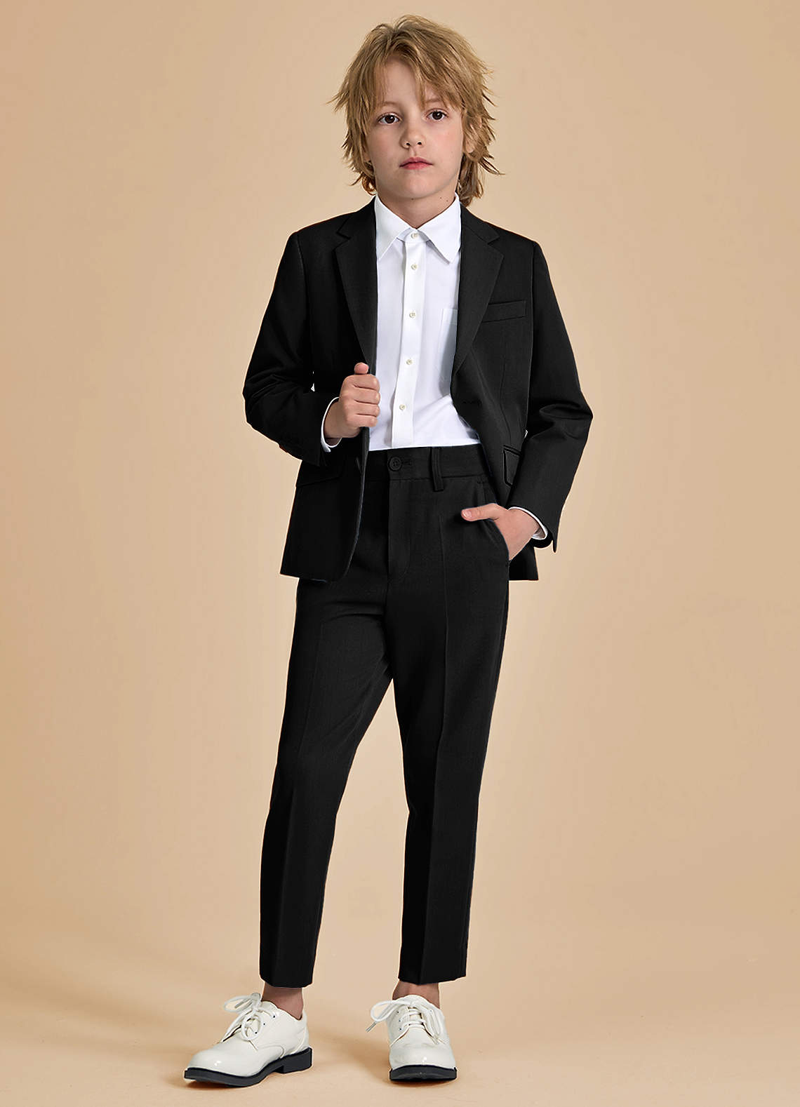 front Oliver Boys Black 2-Piece Suit