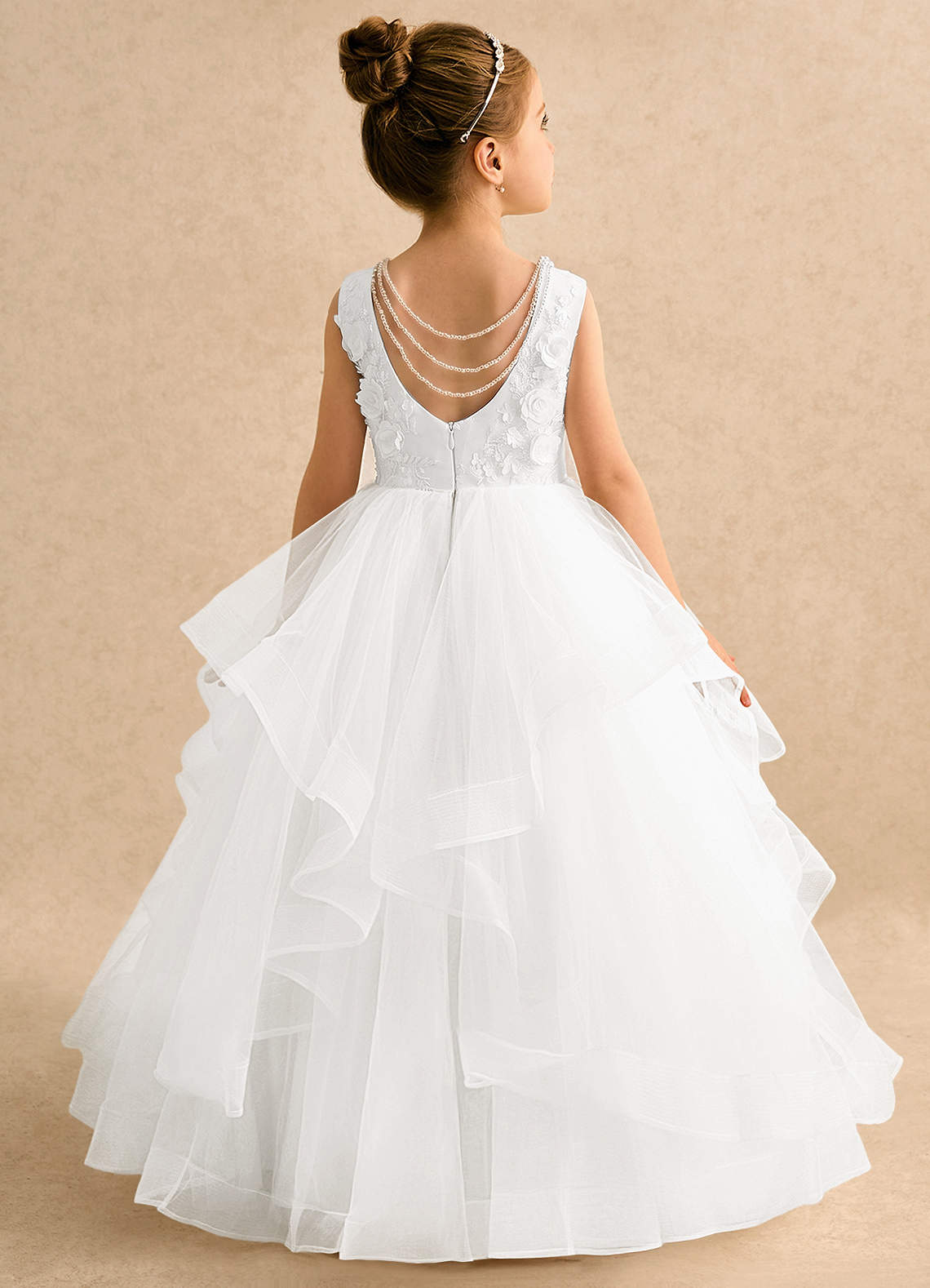 girls ivory dress Floral Lace Bodice Organza this jewel neckline lux chiffon flower girl dress offers the perfect blend of comfort and style Azazie Ball-Gown Scoop Neck Floor-Length