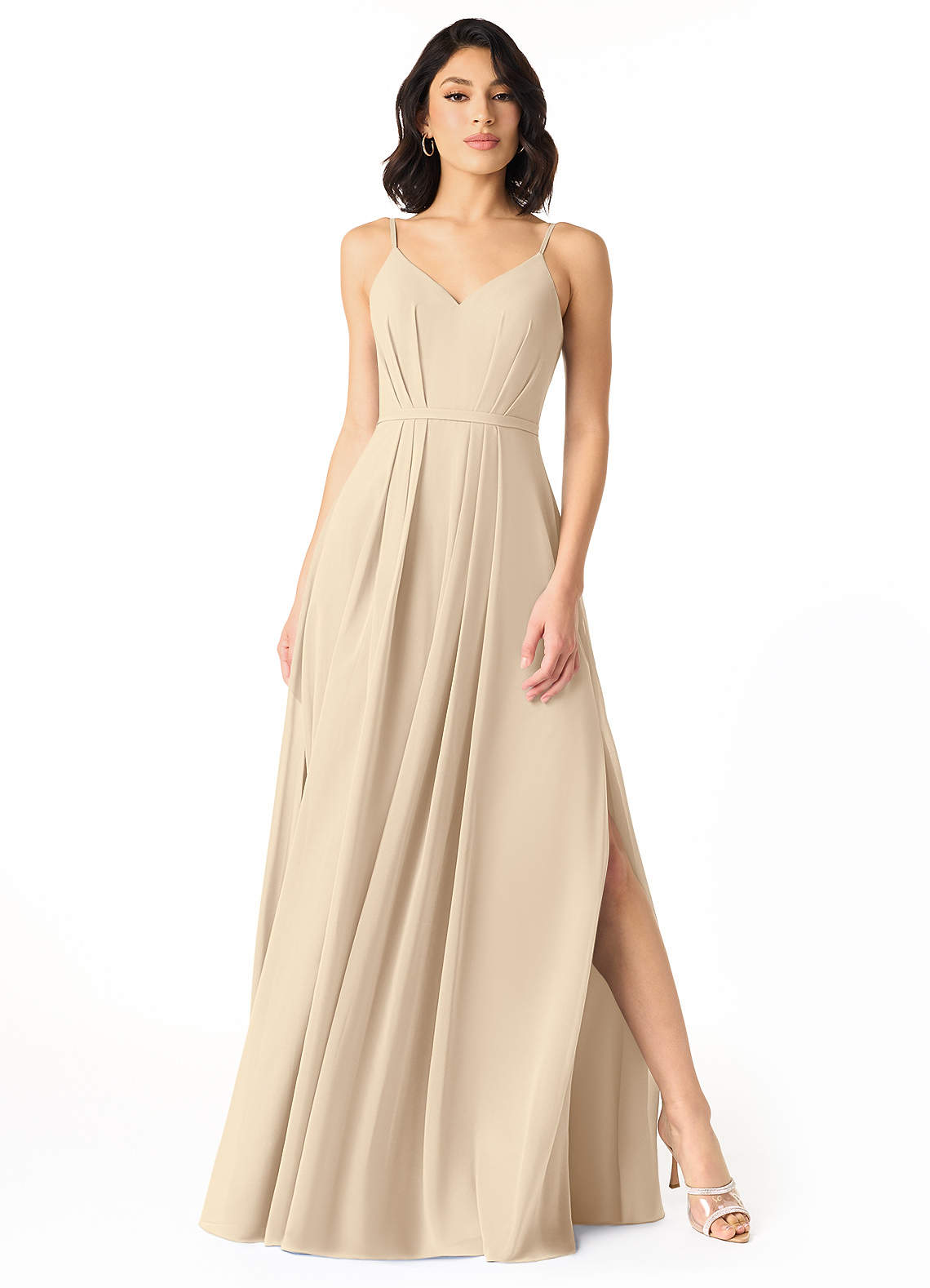 Azazie Everest Ready to Ship Champagne Chiffon Bridesmaid Dresses