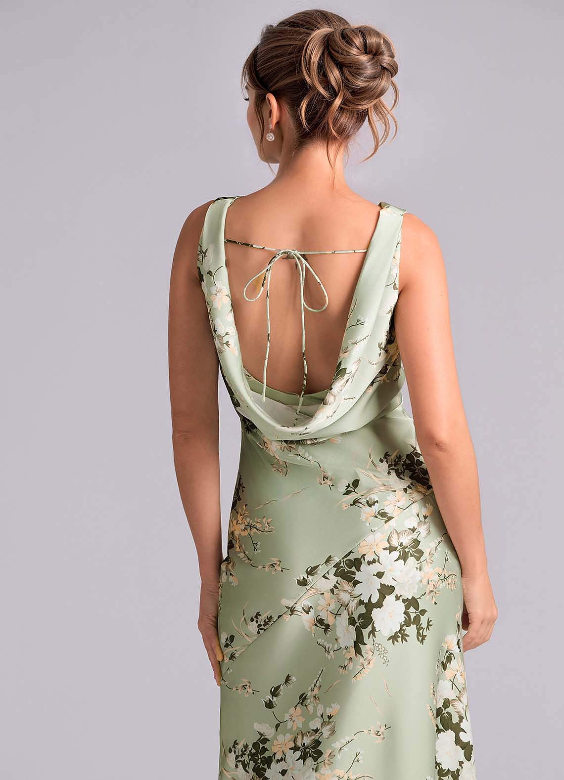 Azazie Rylina Bridesmaid Dresses Floral Vines Mermaid Stretch Satin Dress image6