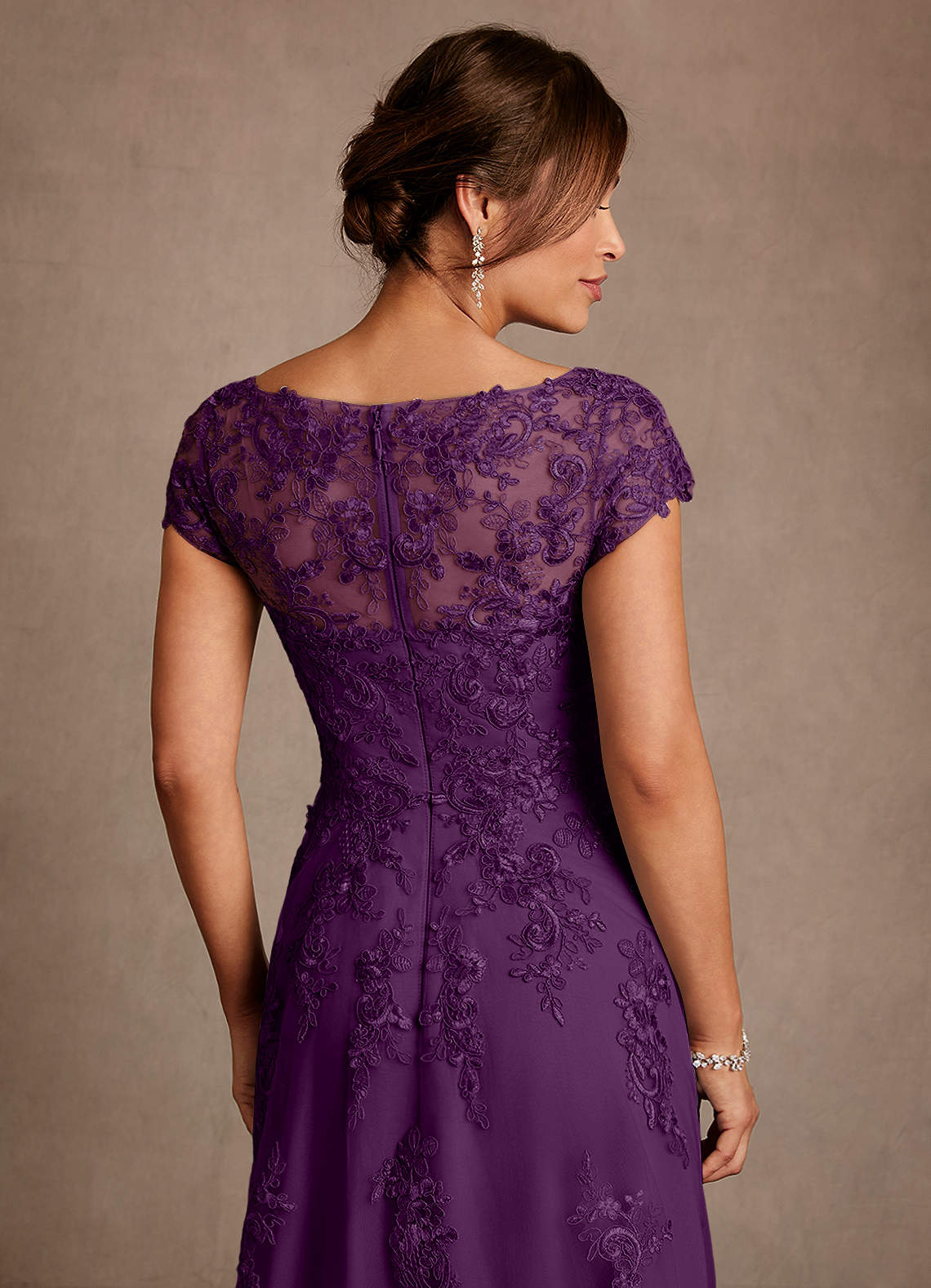 Azazie Jalinda Mother of the Bride Dresses Grape A-Line Lace Chiffon Dress image5