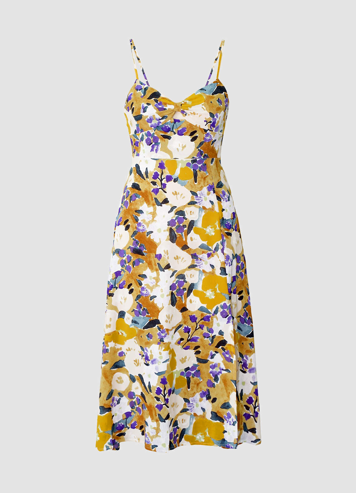 Breezing Through Yellow  Floral Print Midi Dress image1