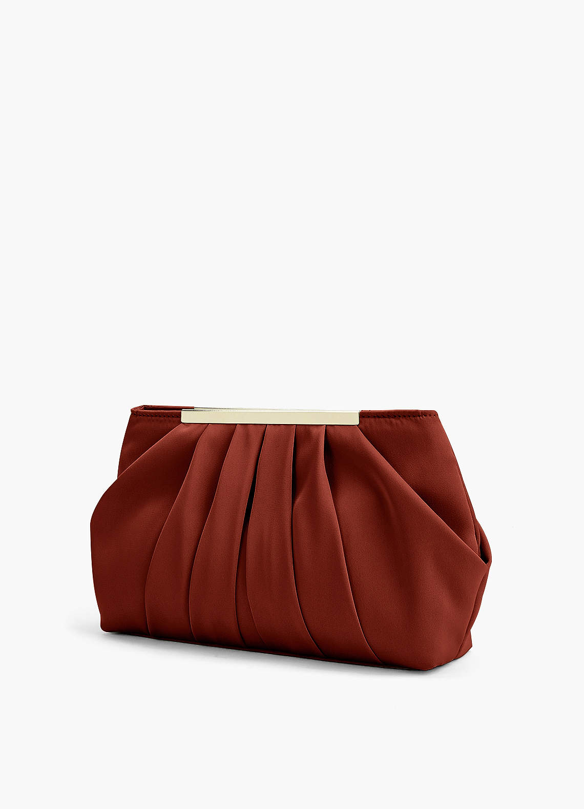 front Matching Color Stretch Satin Pleated Clutch