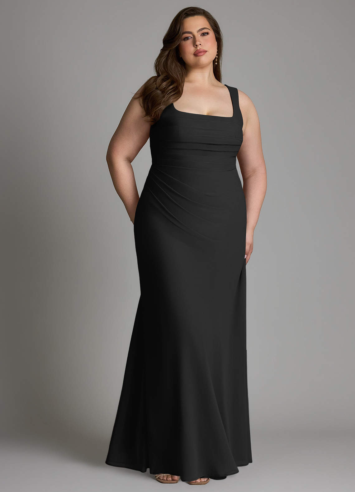Azazie Agustina Bridesmaid Dresses Black Mermaid Corset Chiffon Dress image11