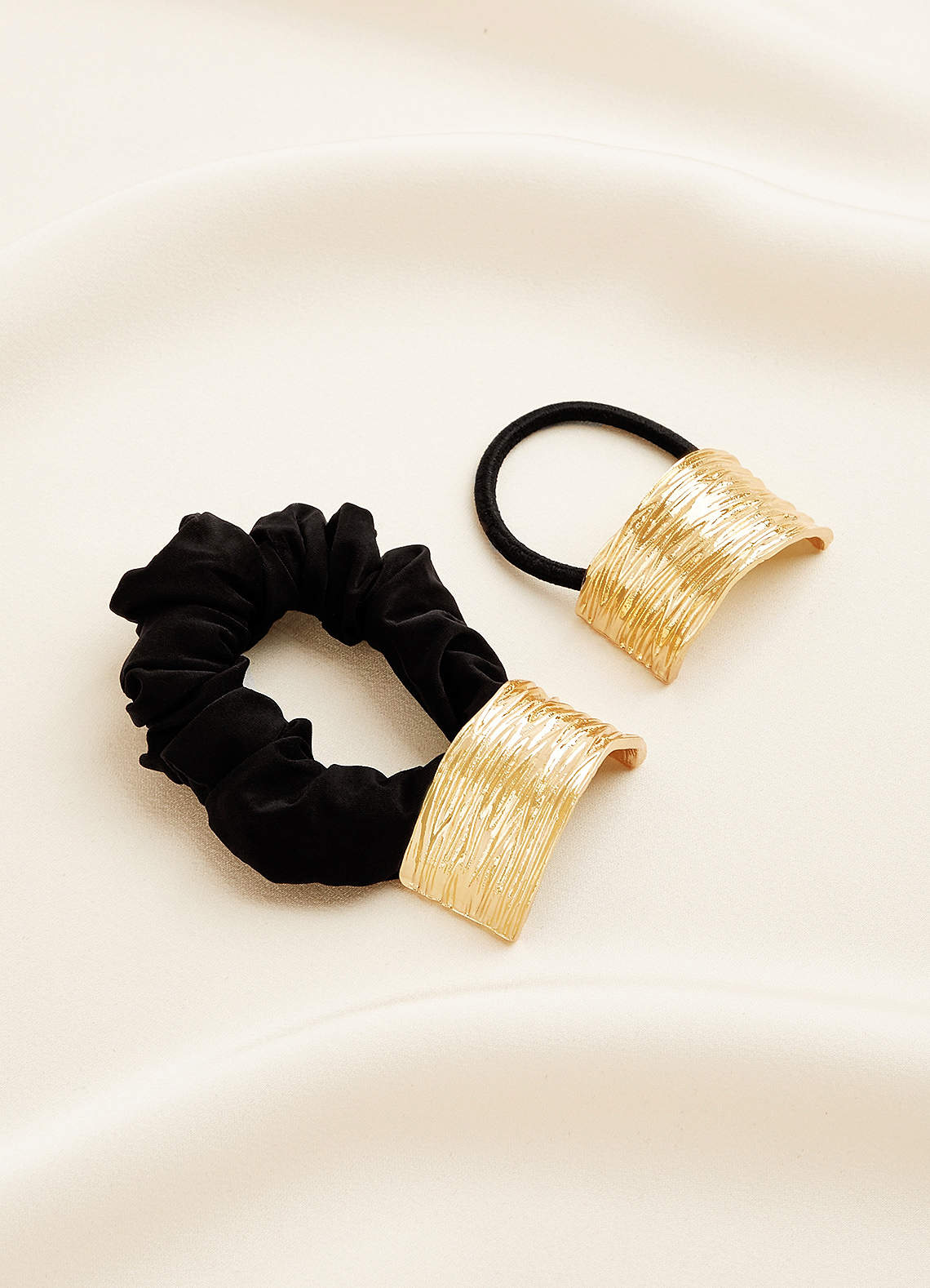 Gold Metal Accent Scrunchies | Azazie