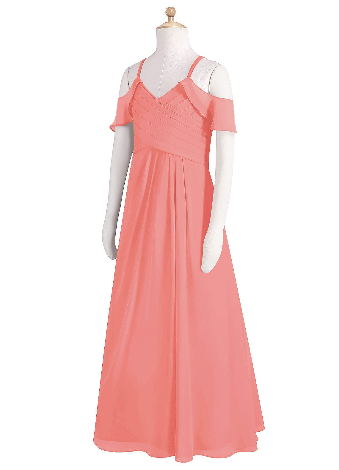 Azazie Dakota A-Line Off the Shoulder Chiffon Floor-Length Junior Bridesmaid Dress image1