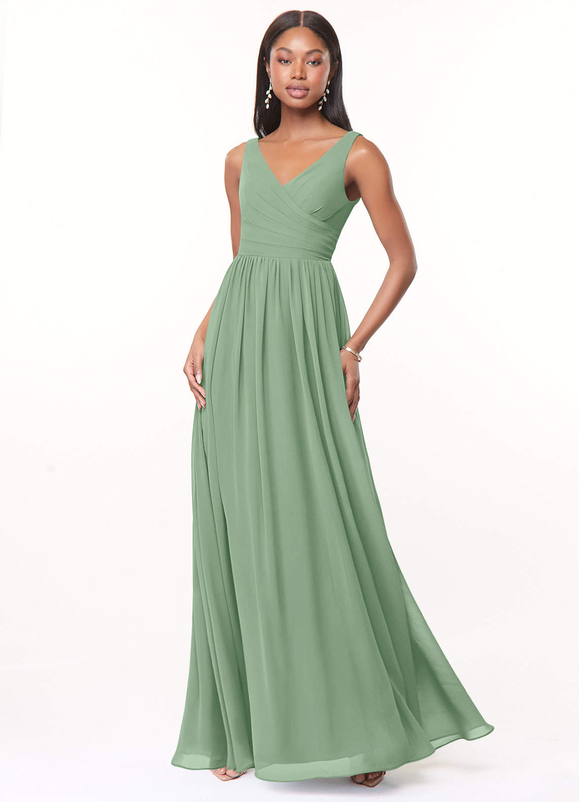 Azazie Keyla Matcha Chiffon Bridesmaid Dresses | Azazie