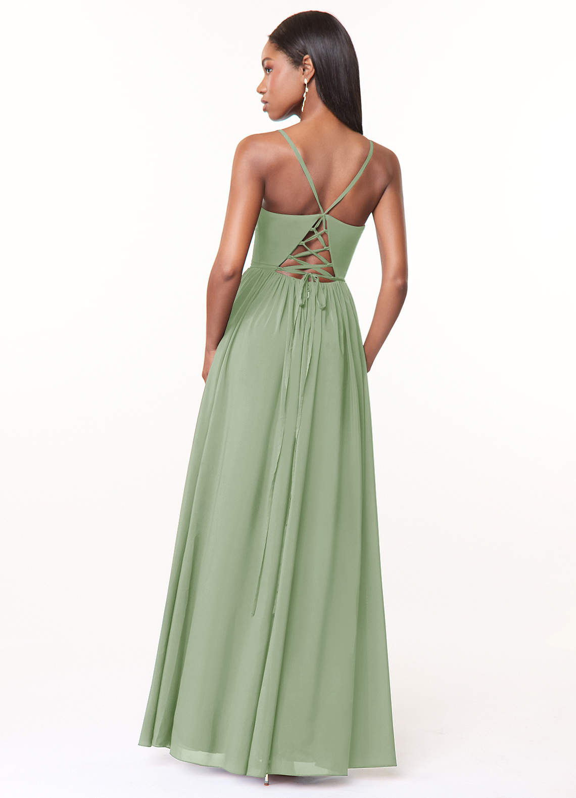 Azazie Marilyssa Bridesmaid Dresses A-Line Corset Stretch Chiffon Floor-Length Dress image1