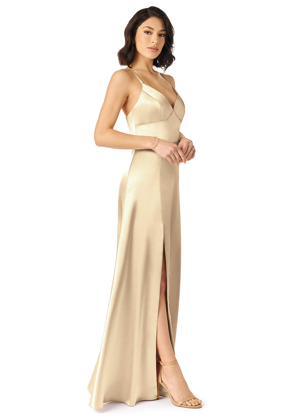 Gold Azazie Meagan Bridesmaid Dresses | Azazie