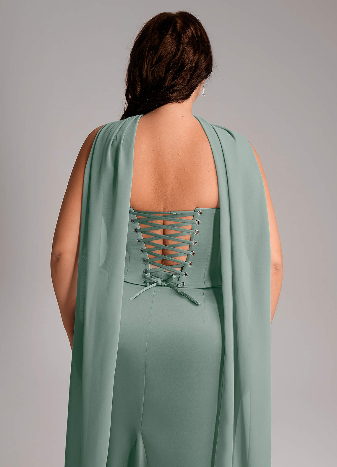 Azazie Sorrel Vestidos de damas de honor Vestido de Salvia Plateada de Satén Elástico de Corte Sirena Convertible con Sin tirantes image11