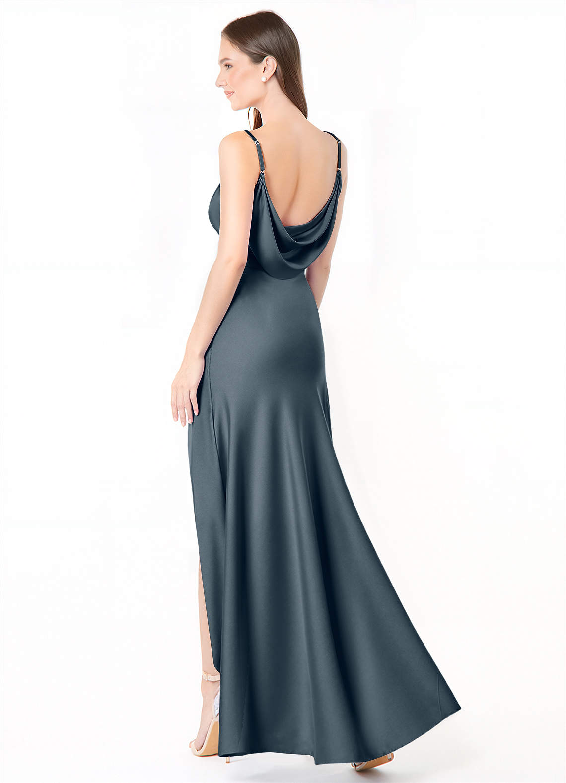 Azazie Alaija Bridesmaid Dresses Twilight Mermaid Side Slit Stretch Satin Dress image1