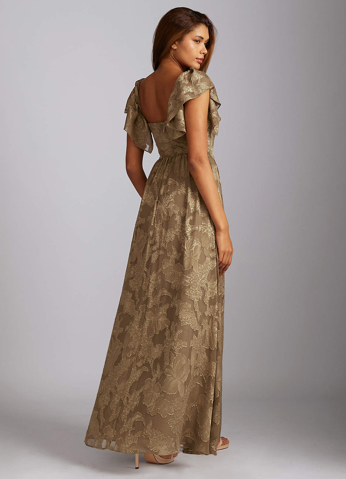 mocha chiffon maxi dress Mother Of The Bride Mocha Beaded Cape-Sleeve Jewel Neck Chiffon Maxi Mother Of The Bride Dresses