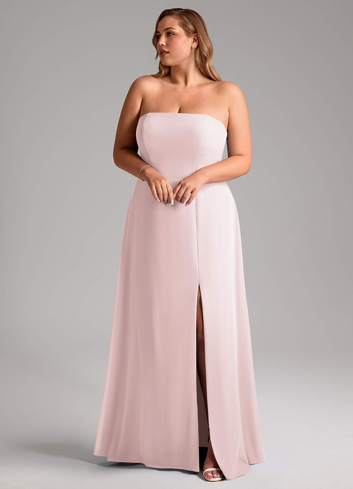 Azazie Wren Abiti da Damigella Abito Convertibile A-Line in Chiffon Spacco Laterale Rosa Rossore image9