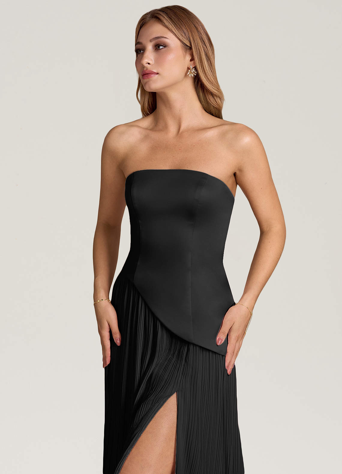 Azazie Tierney Vestidos de madrinha de casamento Vestir Preto de Chiffon de Linha A com Sem alças image1