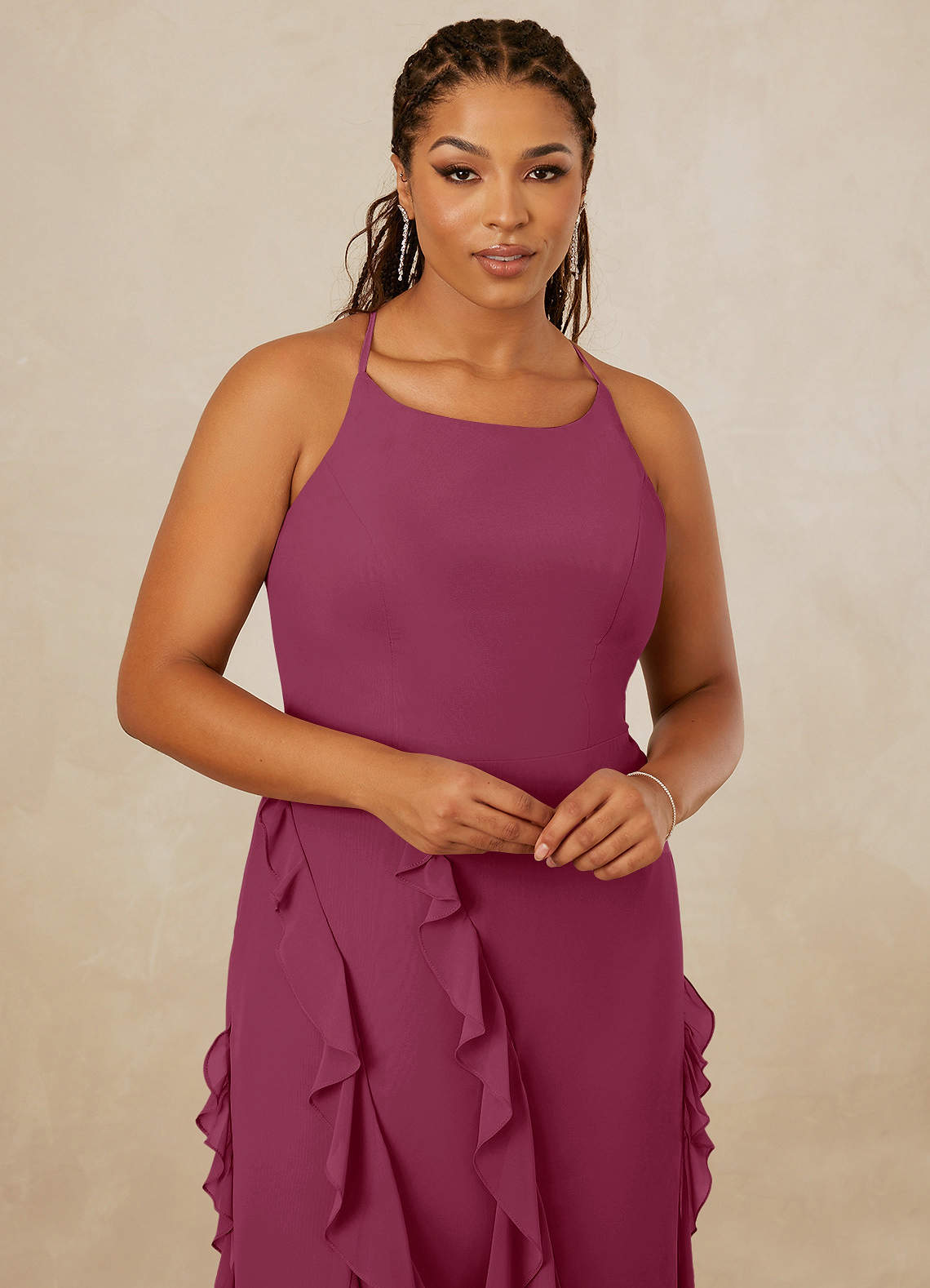 Christian Siriano Bridal for Azazie 1006 Bridesmaid Dresses Mulberry Mermaid Ruched Chiffon Dress image13