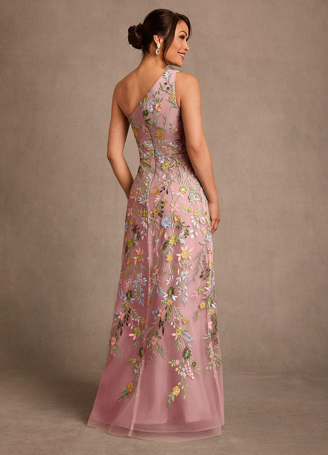 Azazie Bertie Mother of the Bride Dresses Dusty Rose A-Line Lace Dress image1