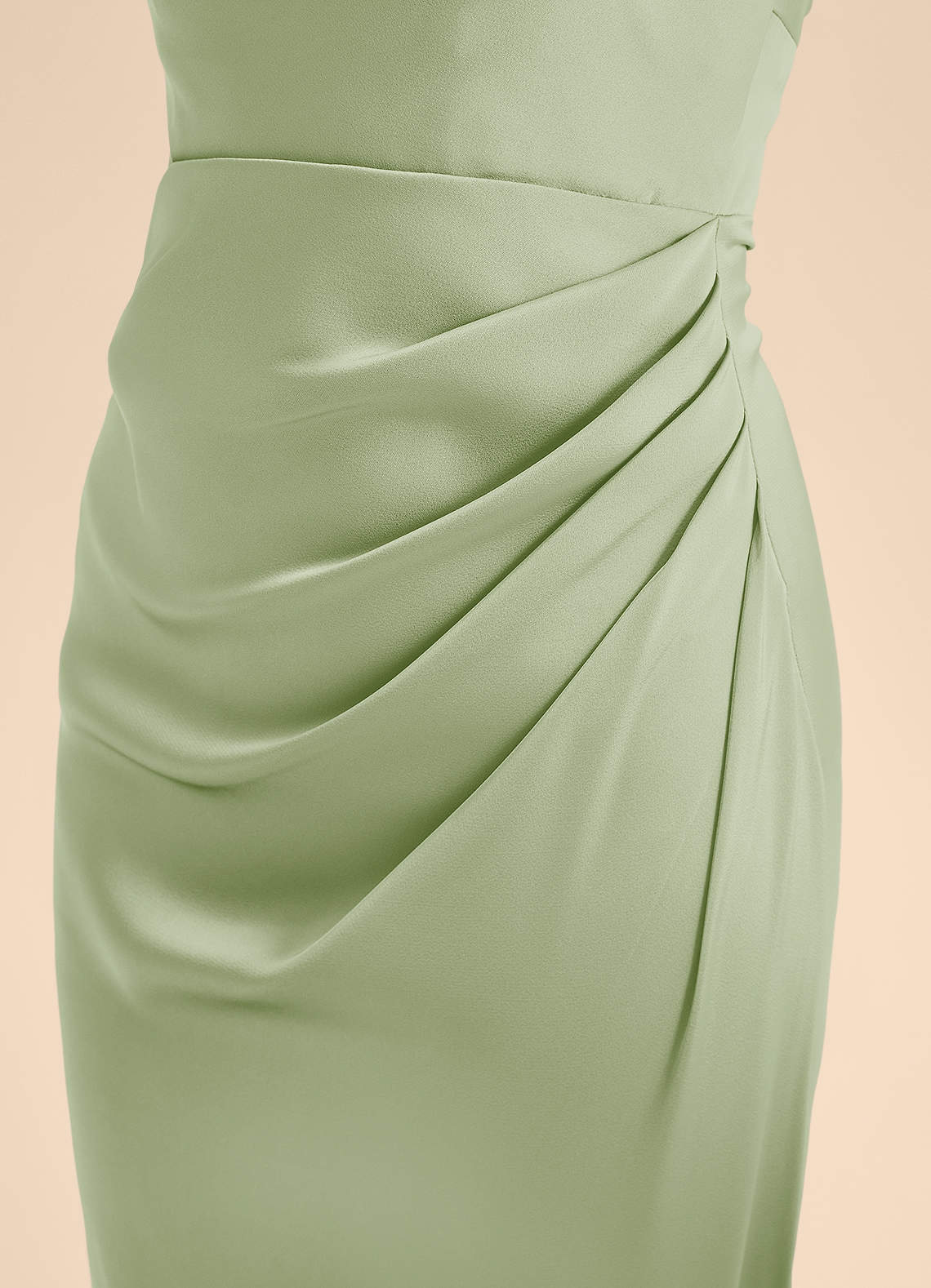 Azazie Renna Junior Vestido de Salvia Polvorienta de Satén Elástico de Corte En A con Plisado image6