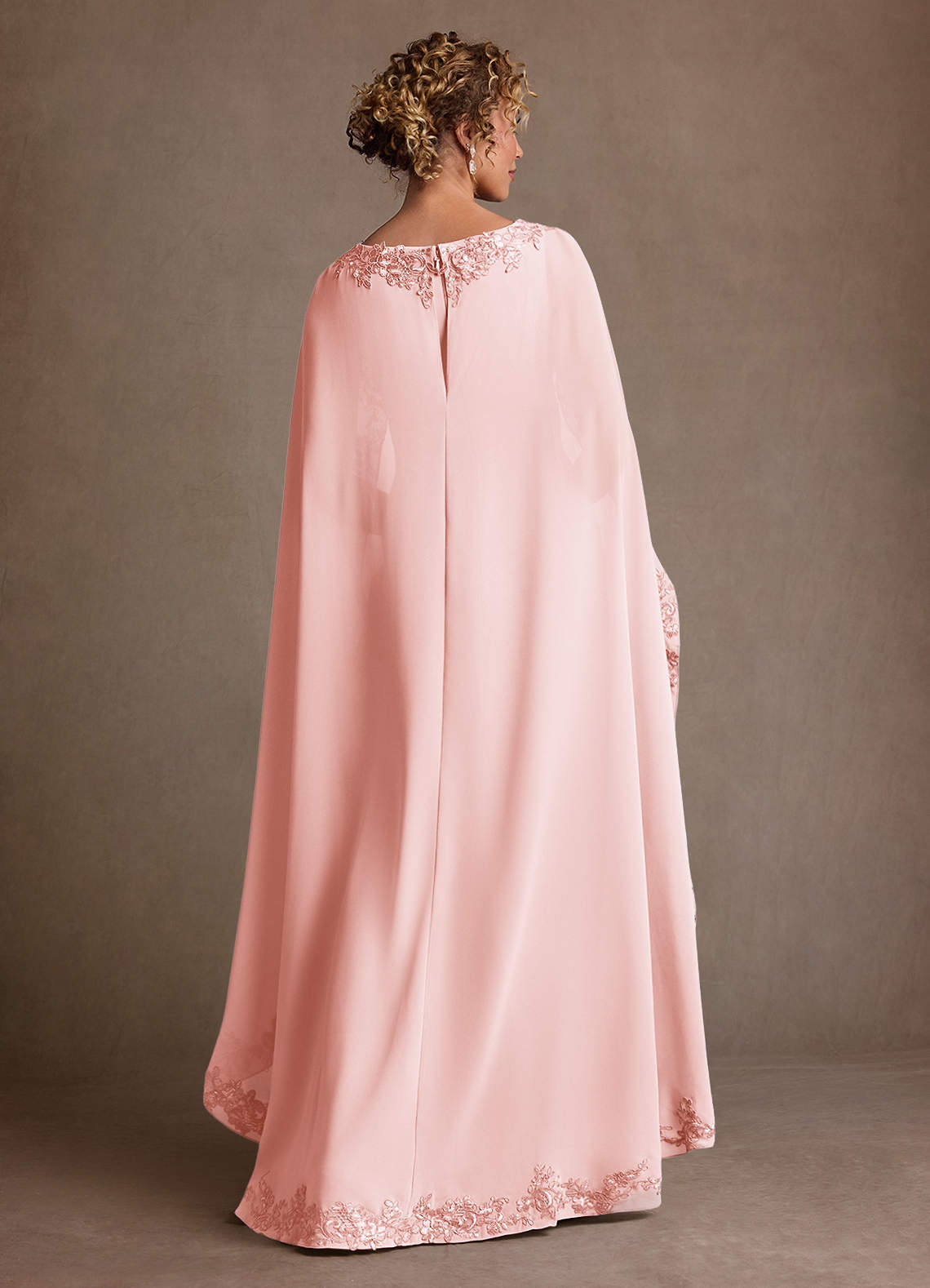 Azazie Artemisia Vestidos para mãe da noiva Vestido Rosa Corado de Chiffon de Bainha com Renda image2