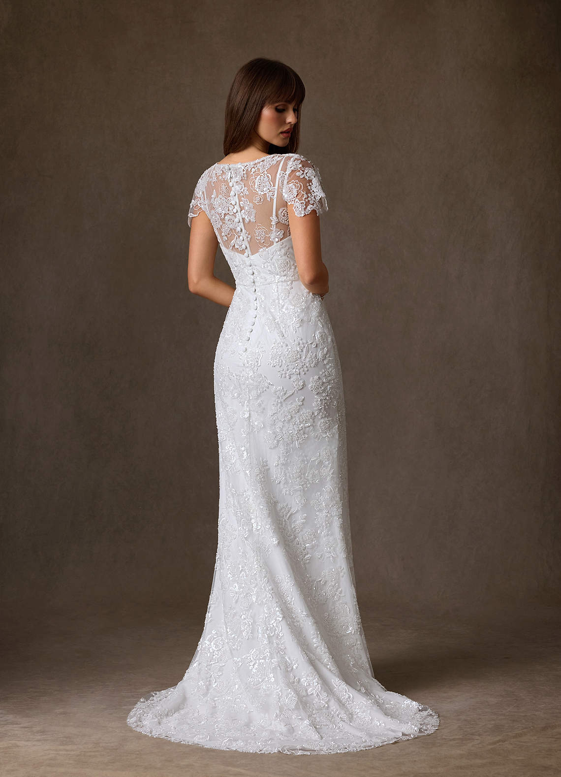 Azazie Tiana Vestidos de novia Vestido de Diamante Blanco de Encaje de Corte Recto image1