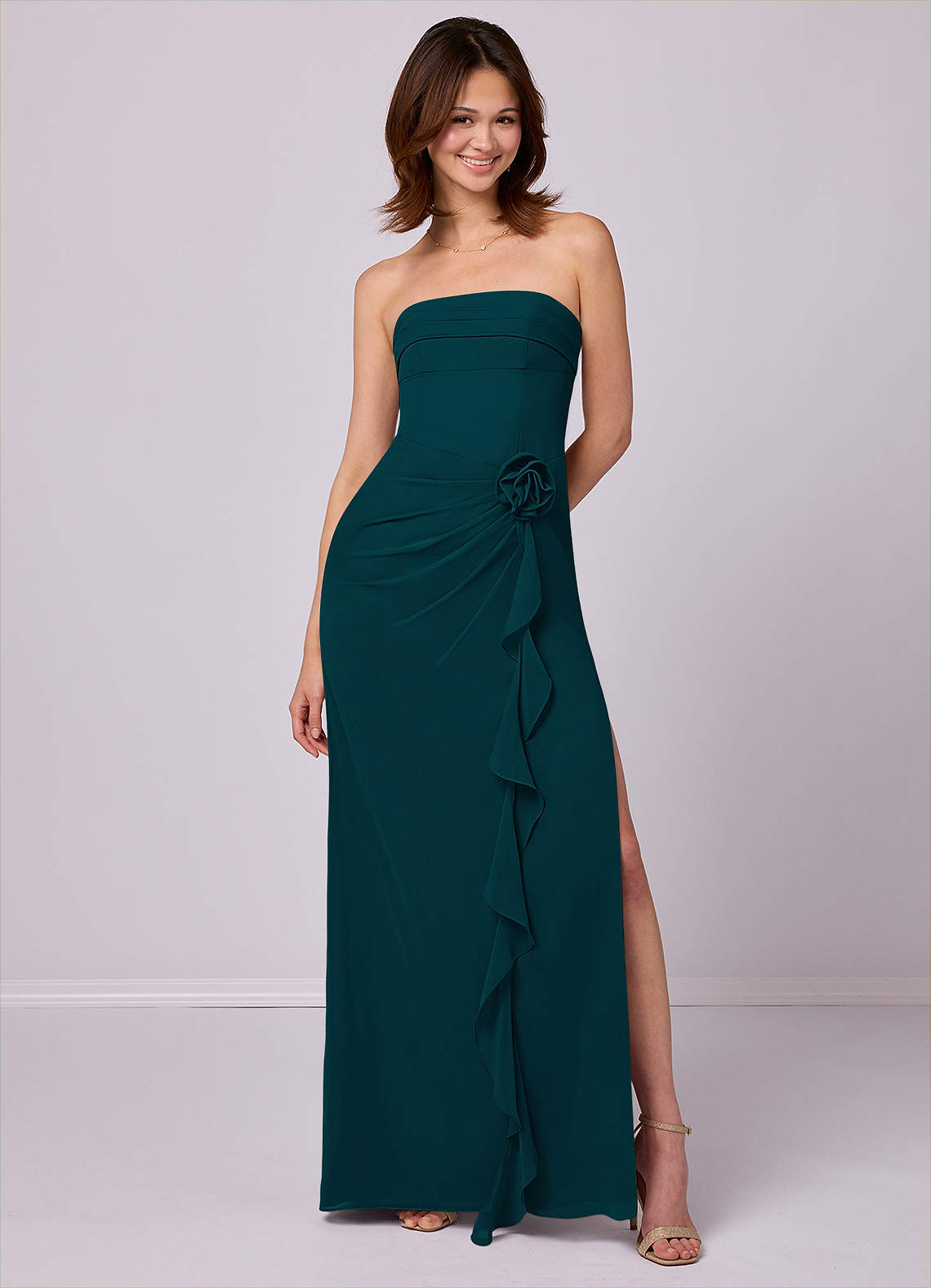 Barbie ♥ Azazie Bridesmaid Dresses Pine Sheath Strapless Chiffon Convertible Dress image1