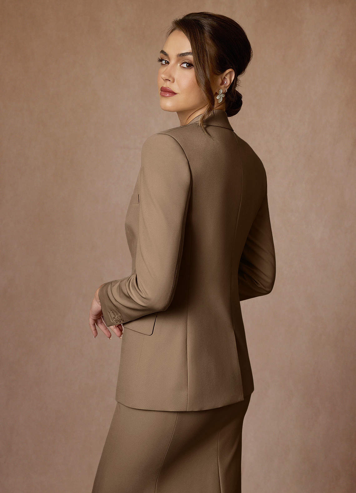 front Charlotte Truffle Refined Weave Jacket and Dress Suit Set