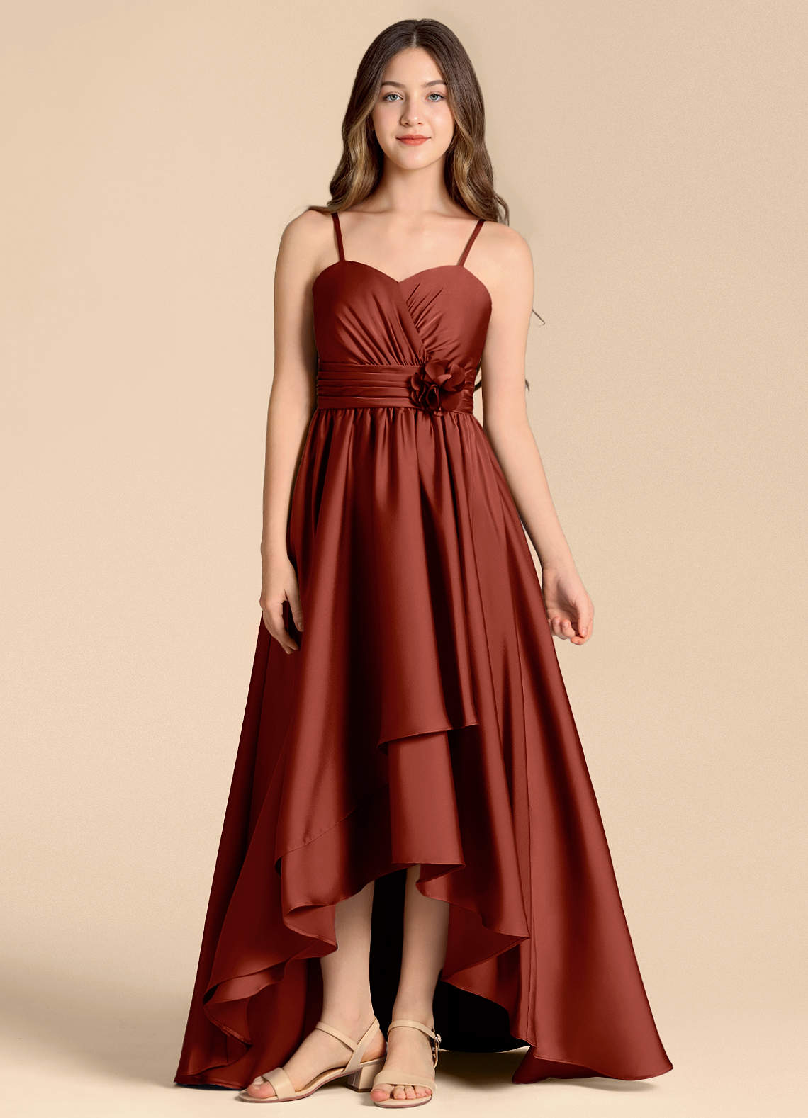 Azazie Catalina Junior Klänning av A-Line i Stretch Satin Sweetheart halsringning image1