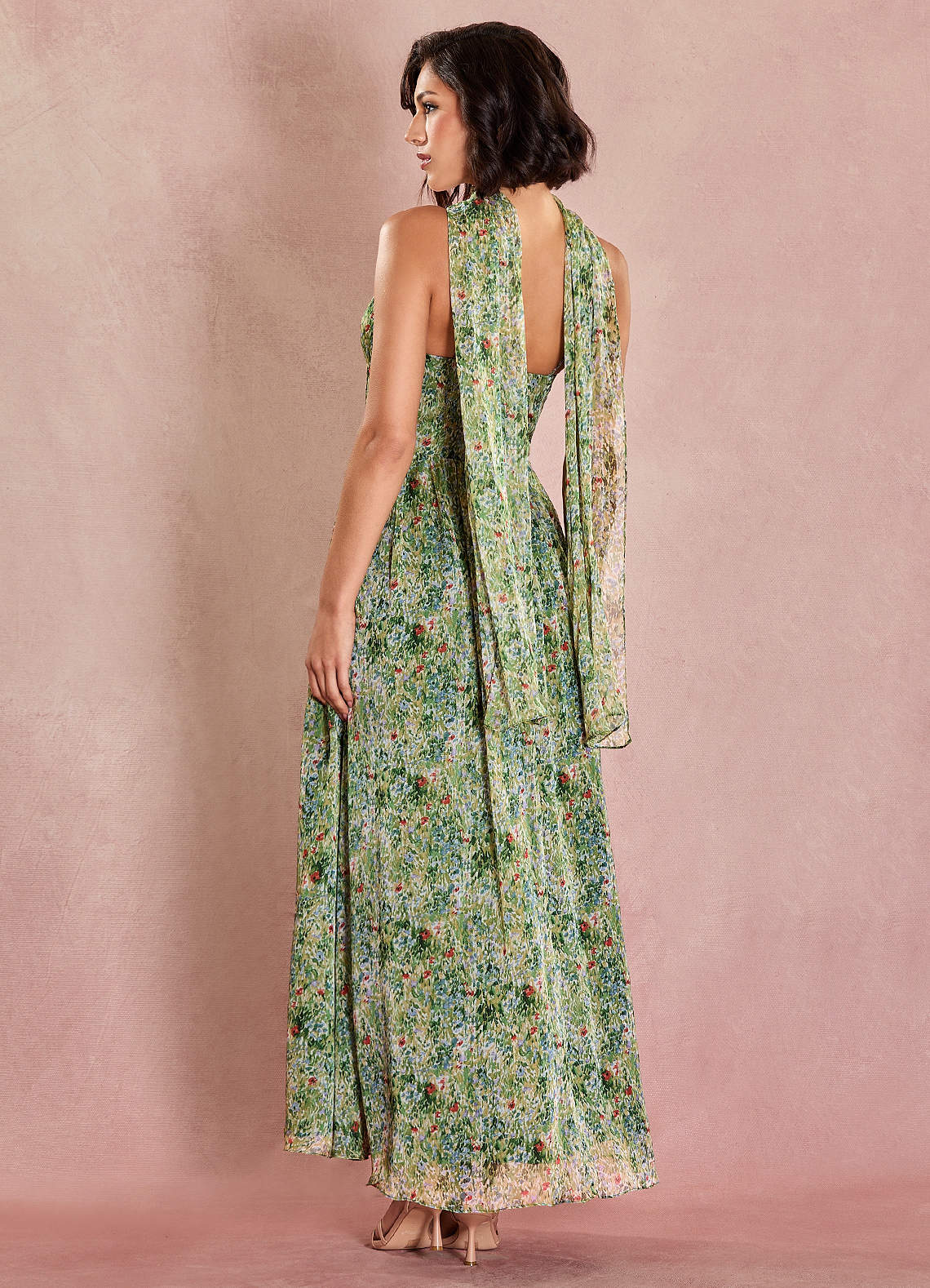 【週末値下げ】 Framed flower open long dress OAVQHLG3B Fashion Women Casual Printing Harter Sleeveless