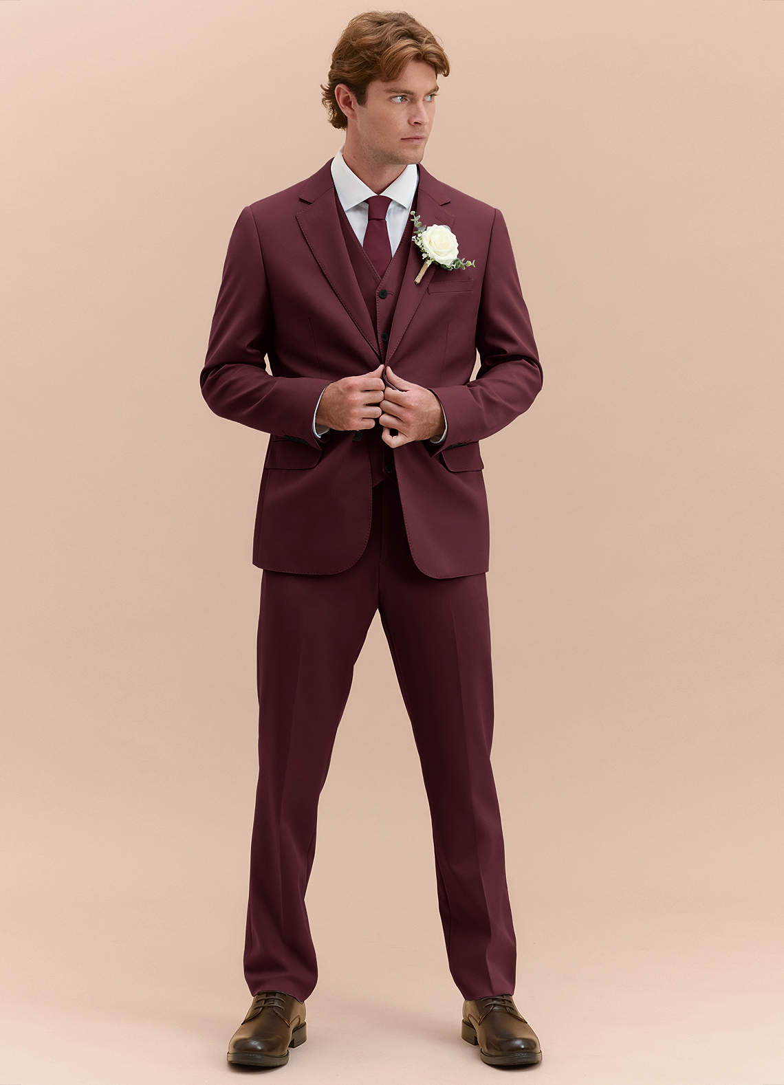 front James Cabernet Structured Stretch 3-piece suit