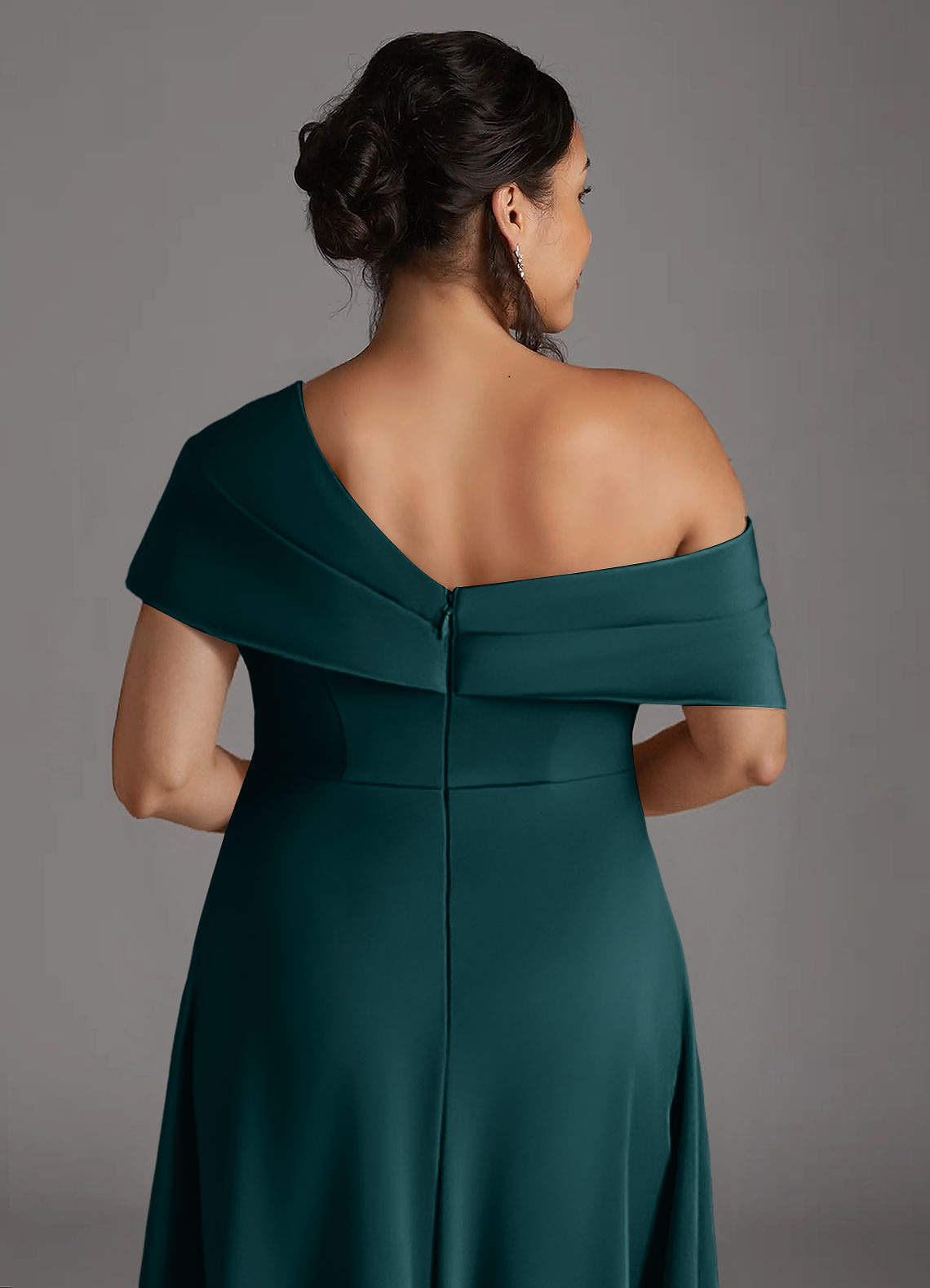 Azazie Milton Abiti per la Madre della Sposa Abito A-Line in Raso Elasticizzato Plissettato Pino image9