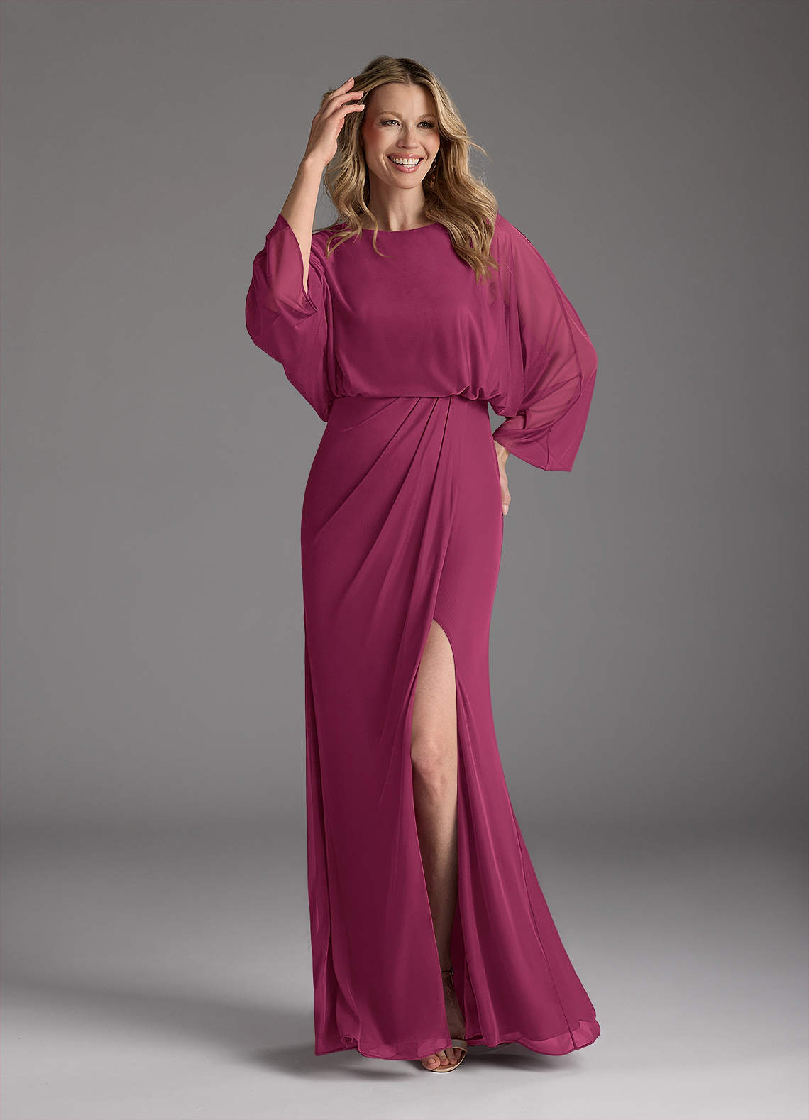Azazie Ysabella Abiti per la Madre della Sposa Abito Sirena in Maglia Plissettato Gelso image7