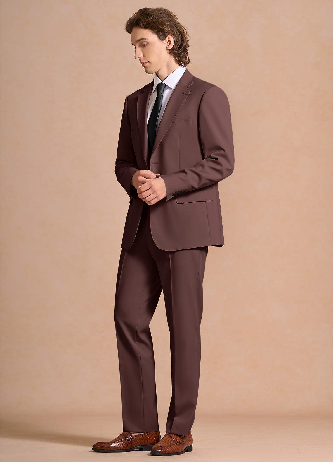 front James Espresso Structured Stretch Suit