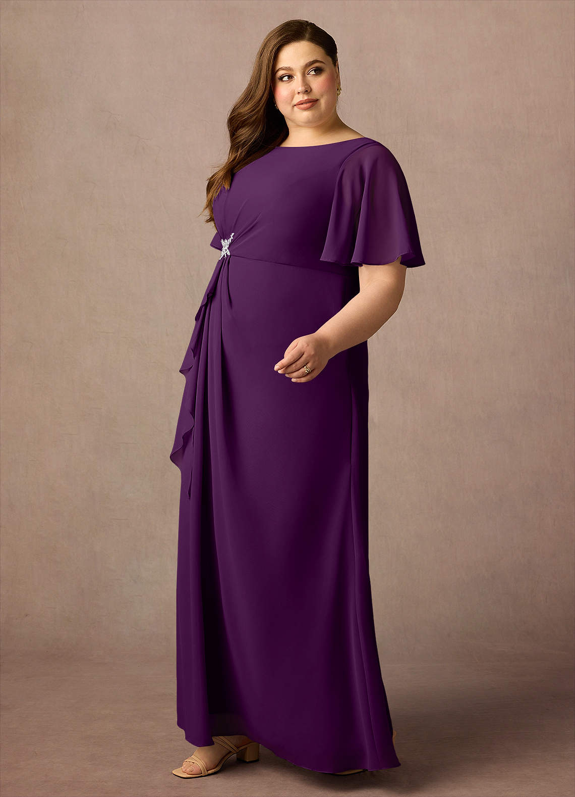 Azazie Rain Mother of the Bride Dresses Grape Sheath Beaded Chiffon Dress image5