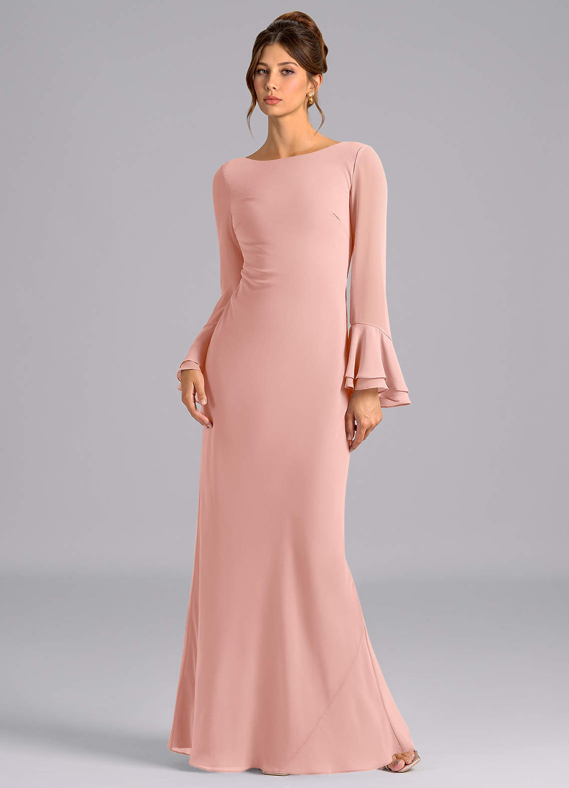 Azazie Leone Bridesmaid Dresses Rosette Mermaid Corset Chiffon Dress image1